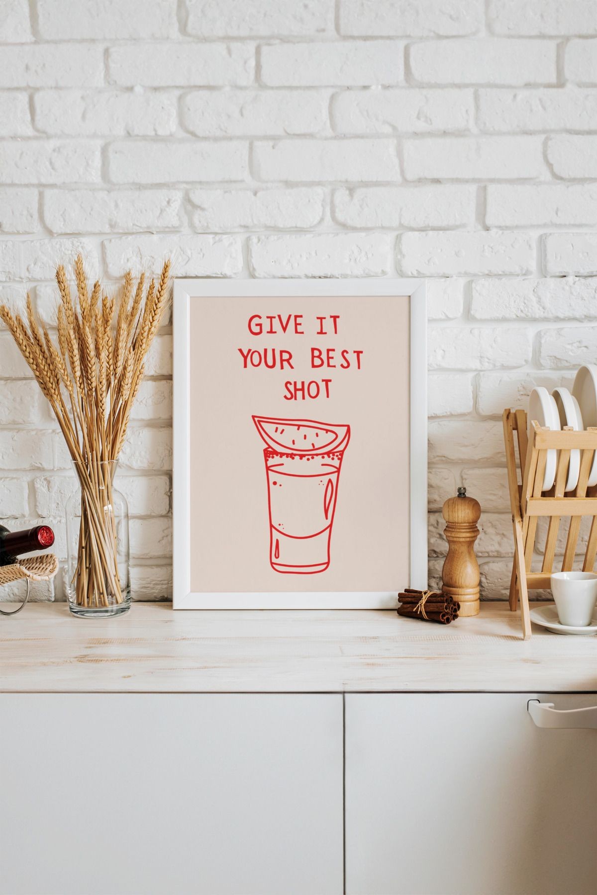 Give It Your Best Shot Tasarımlı Çerçevesiz Poster | Kitchen Koleksiyonu