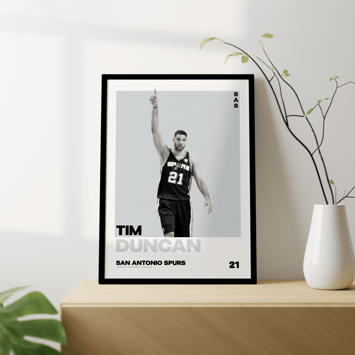 Tim Duncan Tasarımlı Çerçevesiz Poster | NBA Efsaneleri Koleksiyonu