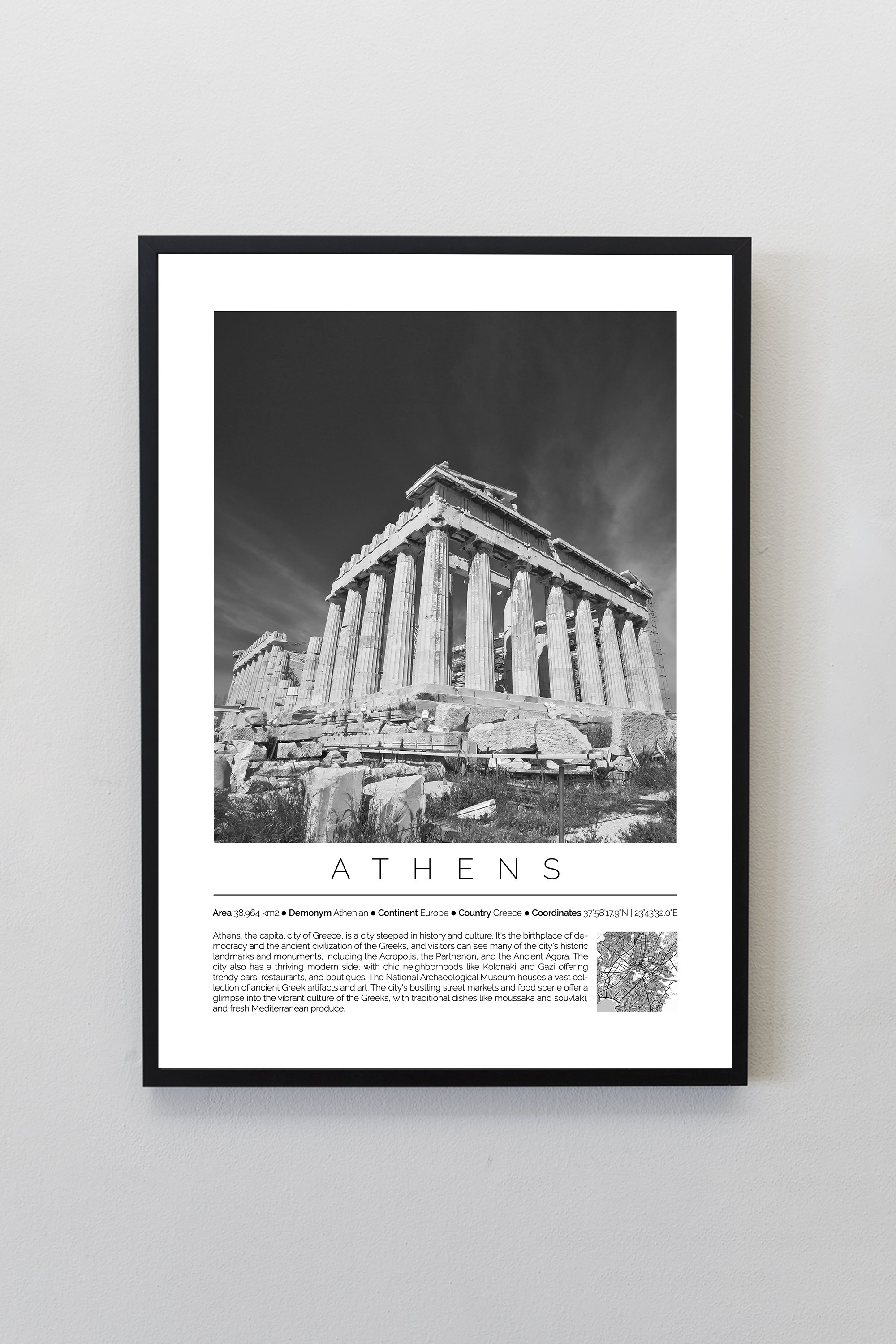 Athens Greece Monochrome Framed Print Cities Collection