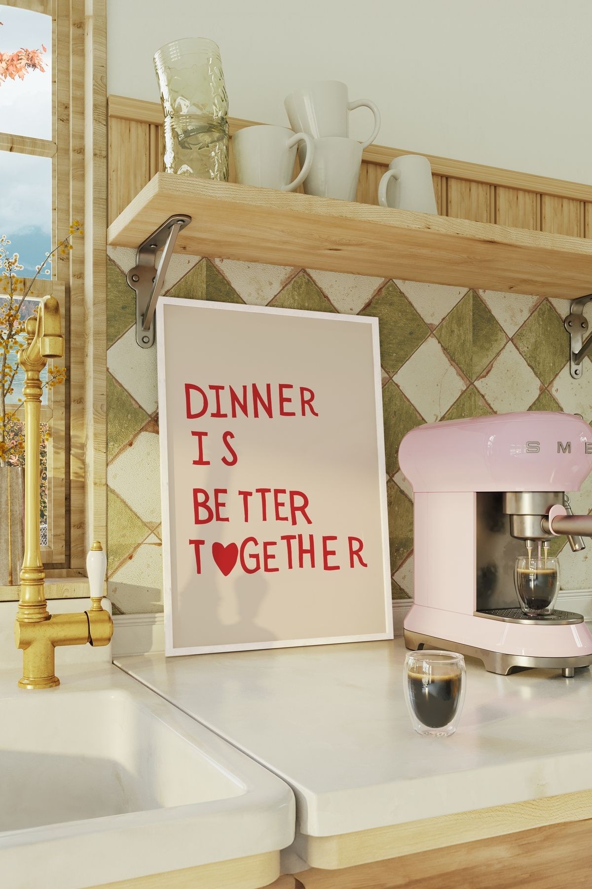 Dinner Is Better Together Tasarımlı Çerçevesiz Poster | Kitchen Koleksiyonu