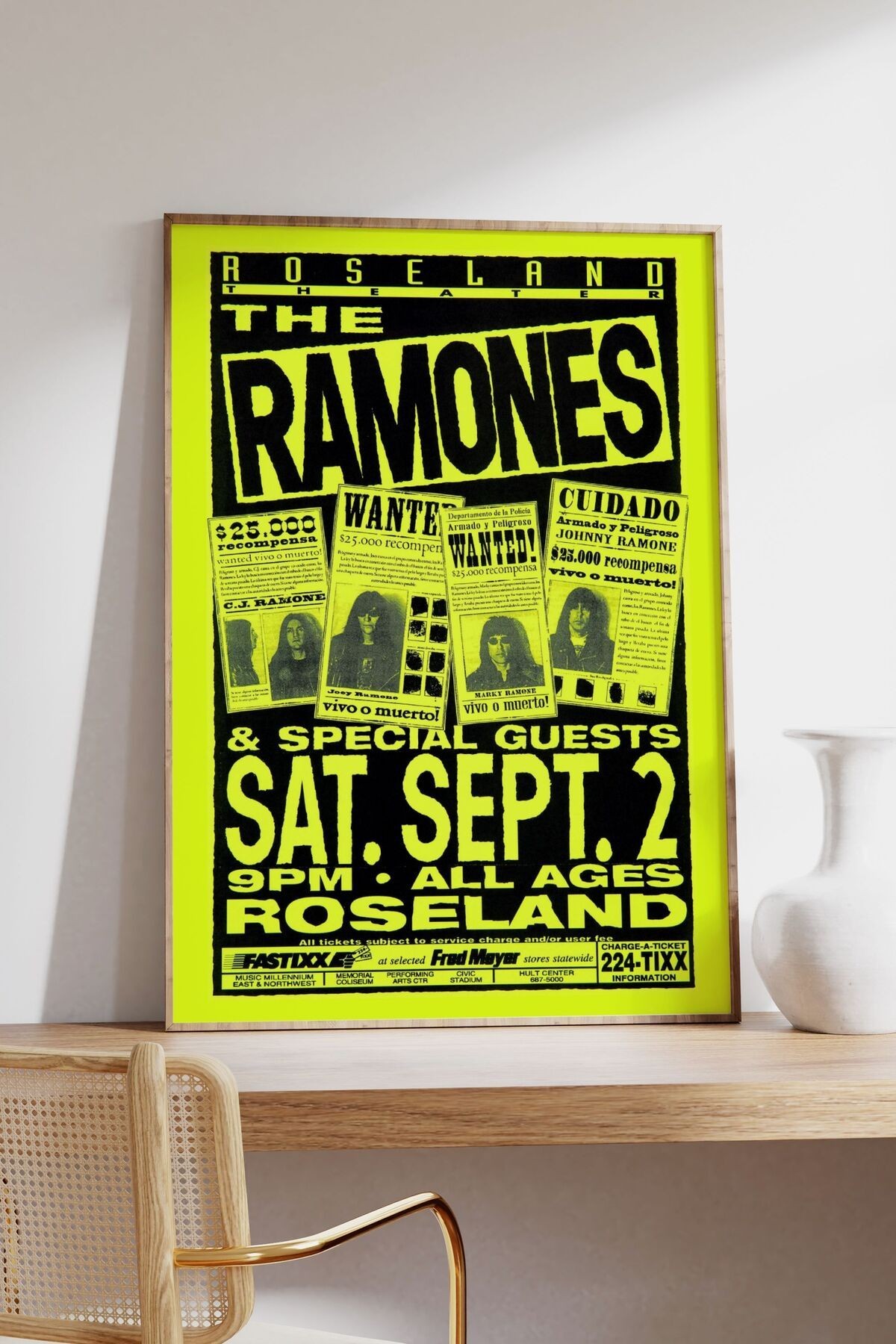 The Ramones Konser Tasarımlı Retro Çerçevesiz Poster