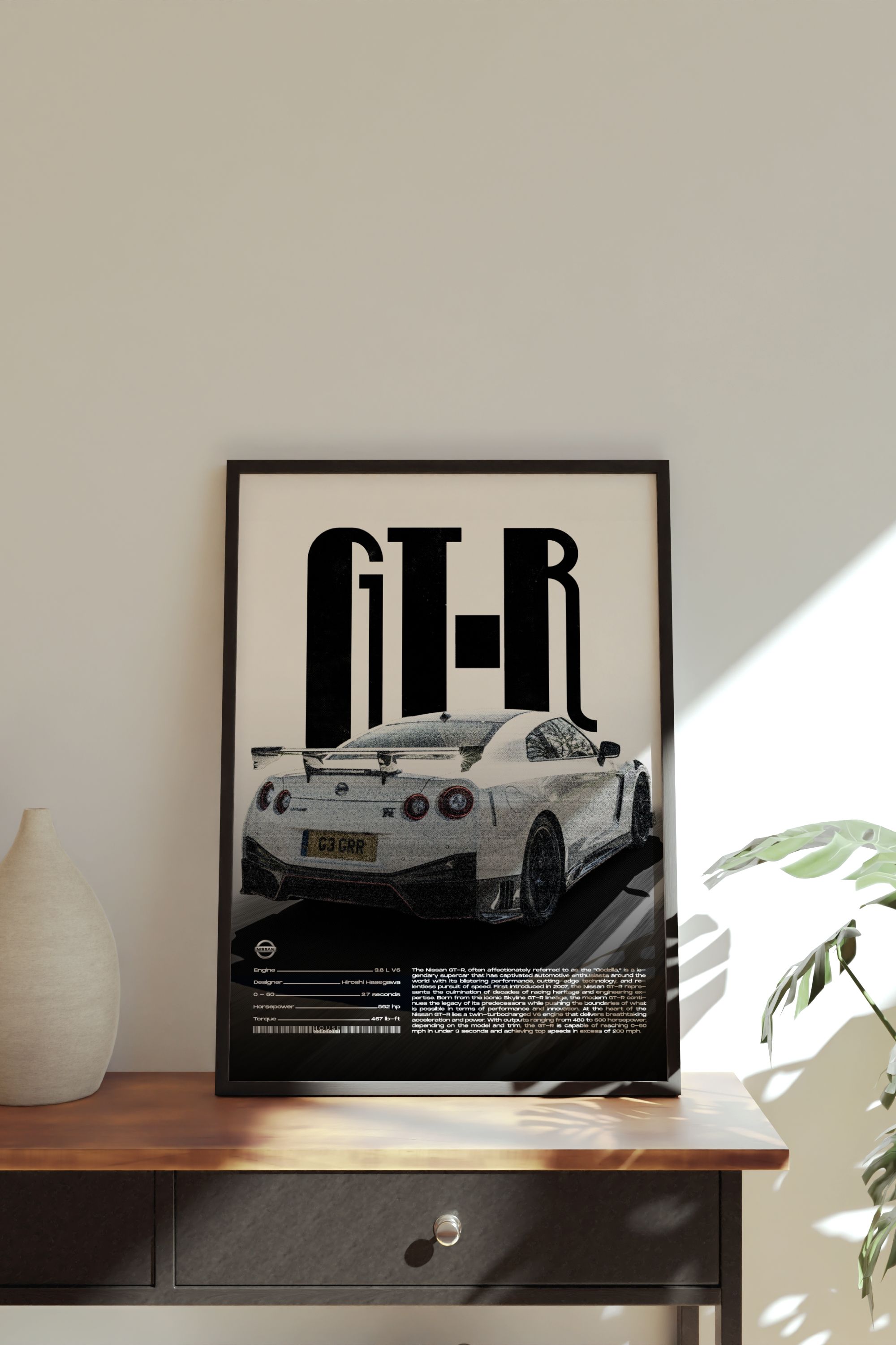 Nissan GT-R Tasarımlı Çerçevesiz Poster | İkonik Otomobiller Koleksiyonu