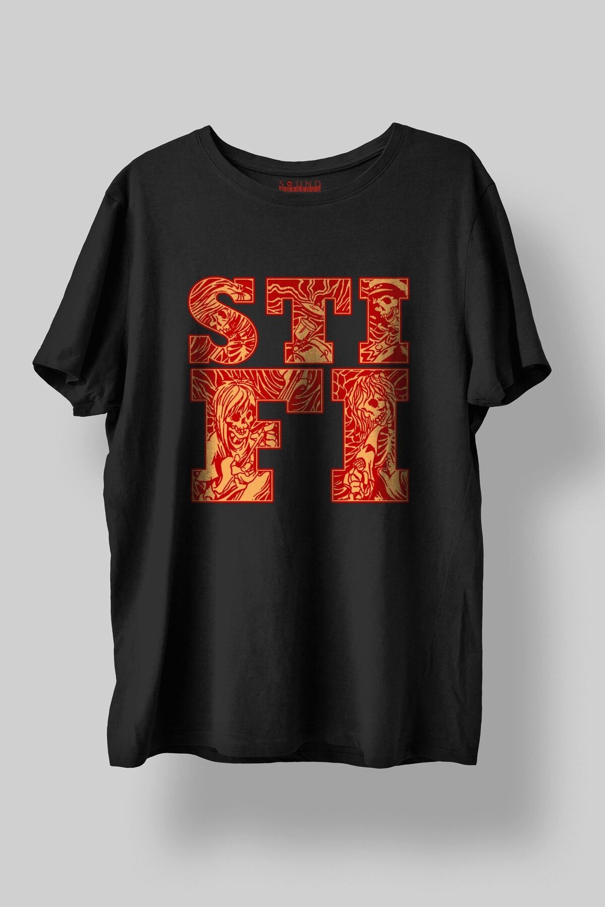 Sticky Fingers Baskılı Regular Fit Unisex Siyah T-Shirt %100 Pamuk No:564