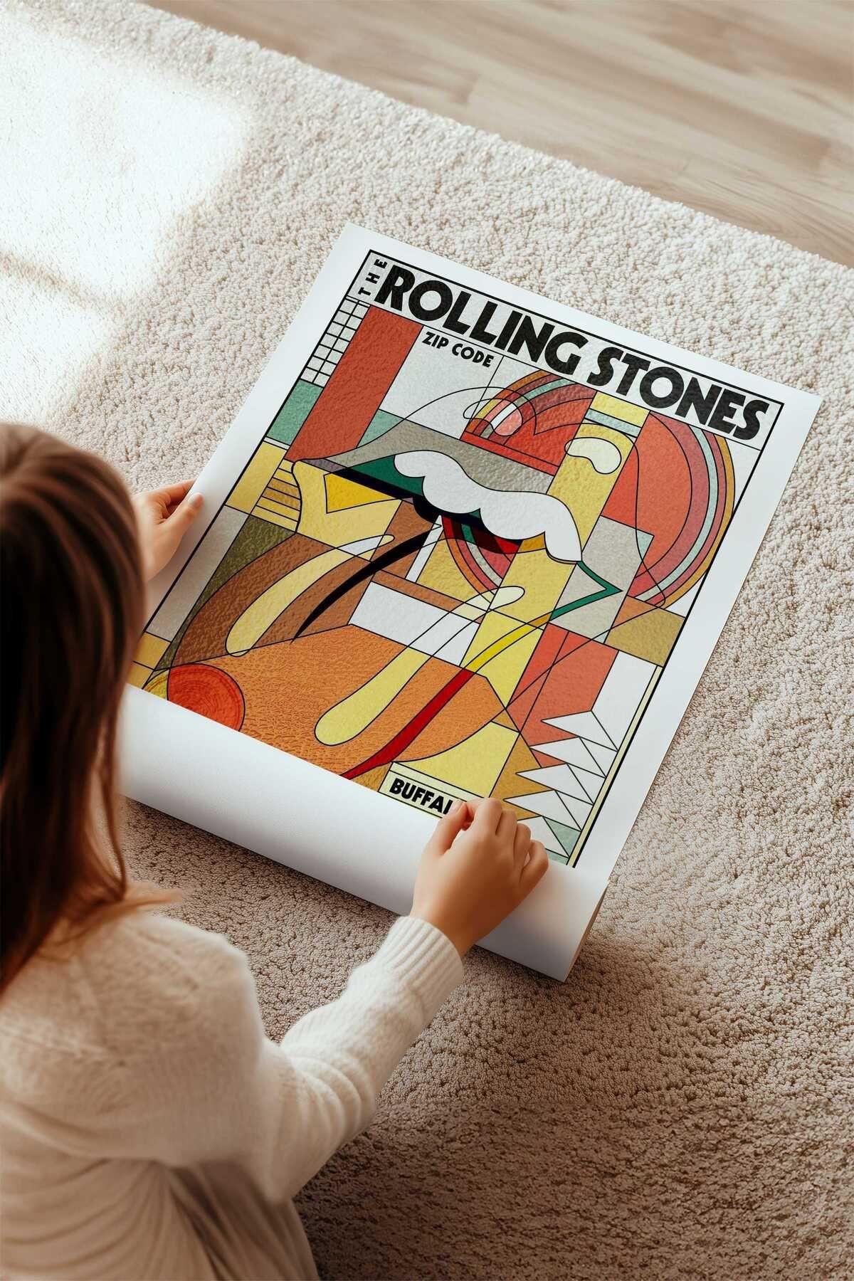 The Rolling Stones Konser Tasarımlı Retro Çerçevesiz Poster