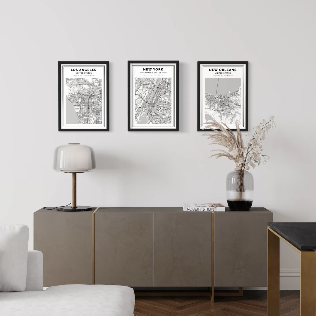 Kişiye Özel Harita Tasarımlı Çerçevesiz Poster
