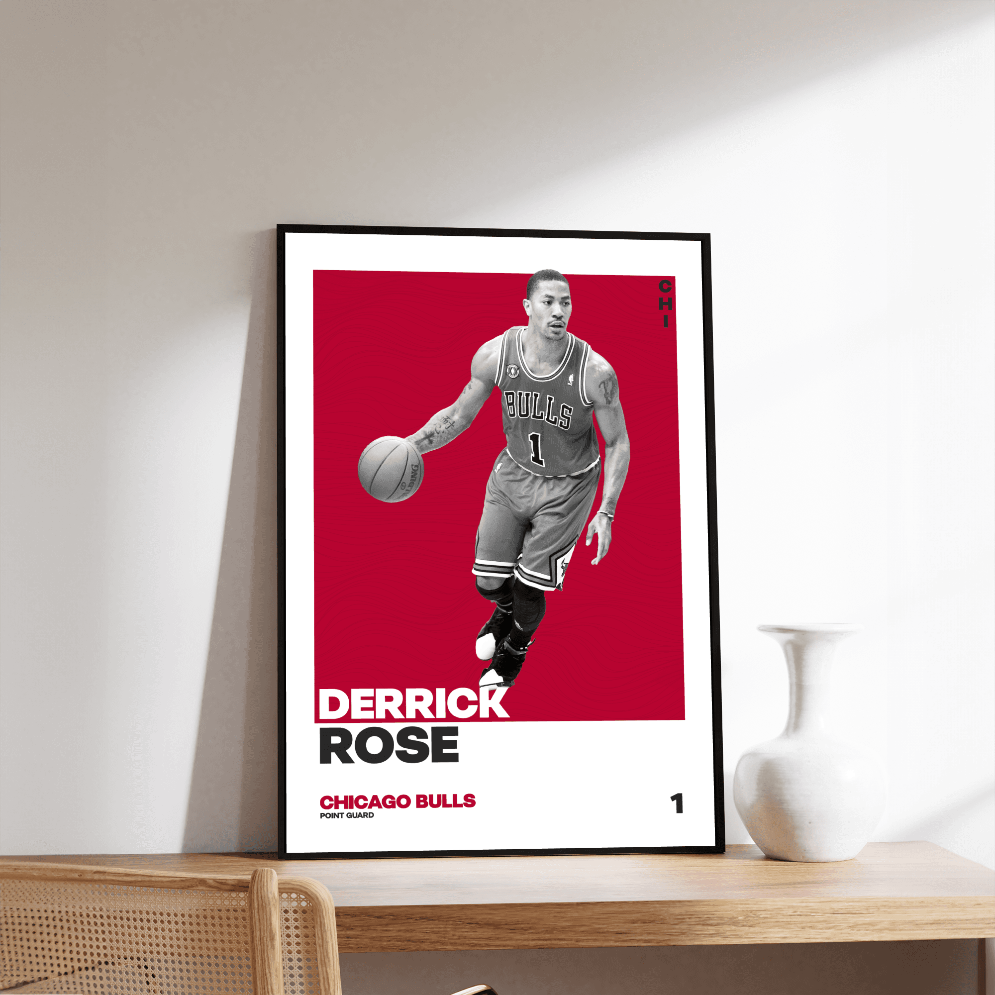 Derrick Rose Tasarımlı Çerçevesiz Poster | NBA Efsaneleri Koleksiyonu