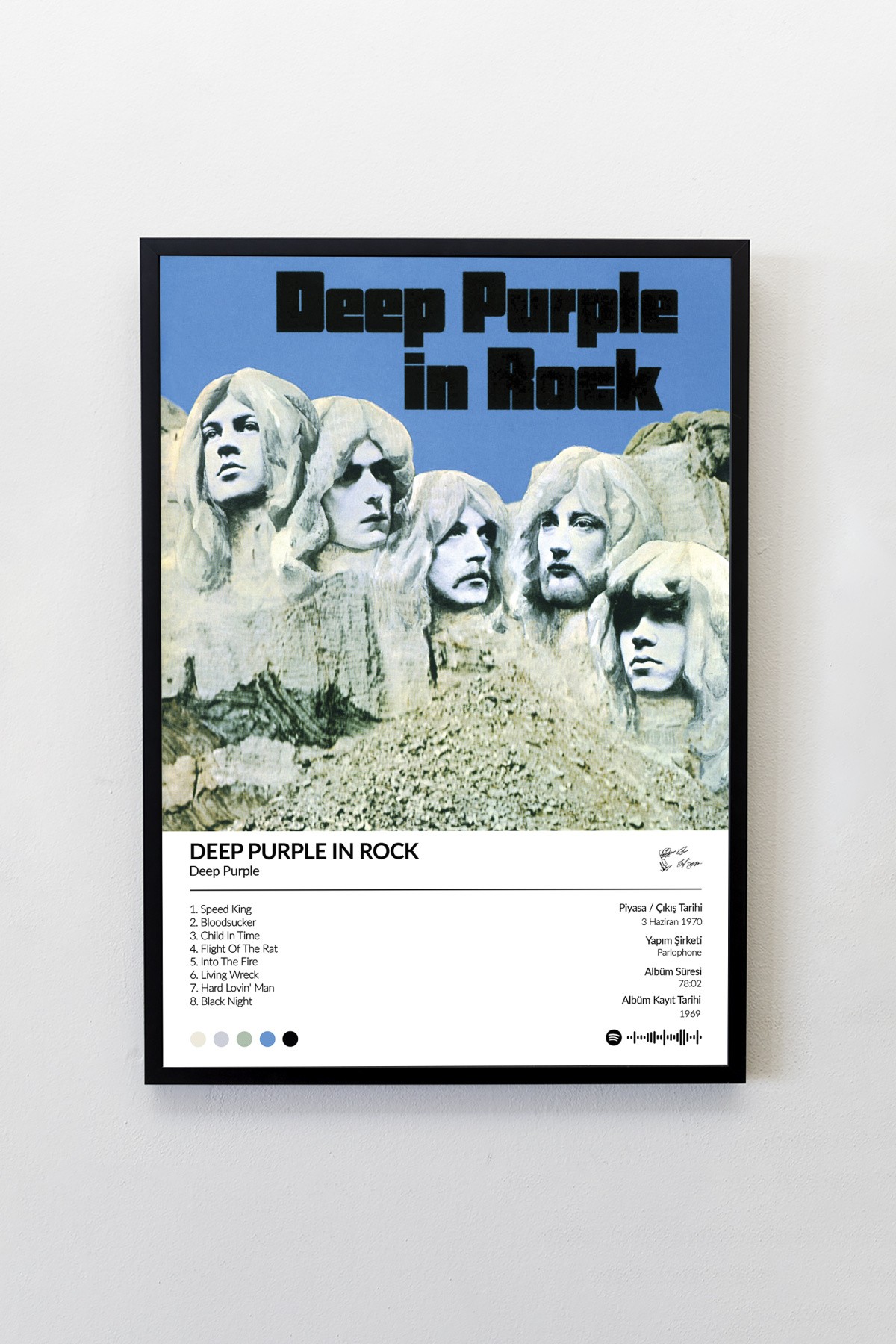 Deep Purple Deep Purple In Rock Albümü Çerçevesiz Albüm Tasarımlı Spotify Poster