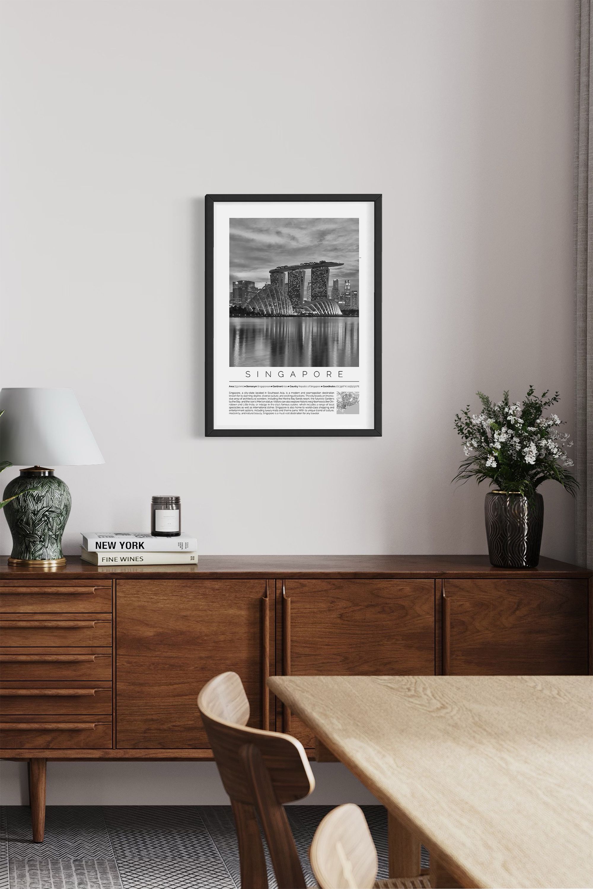 Singapore Monochrome Framed Print Cities Collection