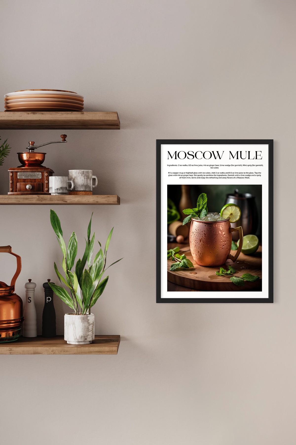 Moscow Mule Tasarımlı Kokteyl Koleksiyonu Çerçevesiz Poster