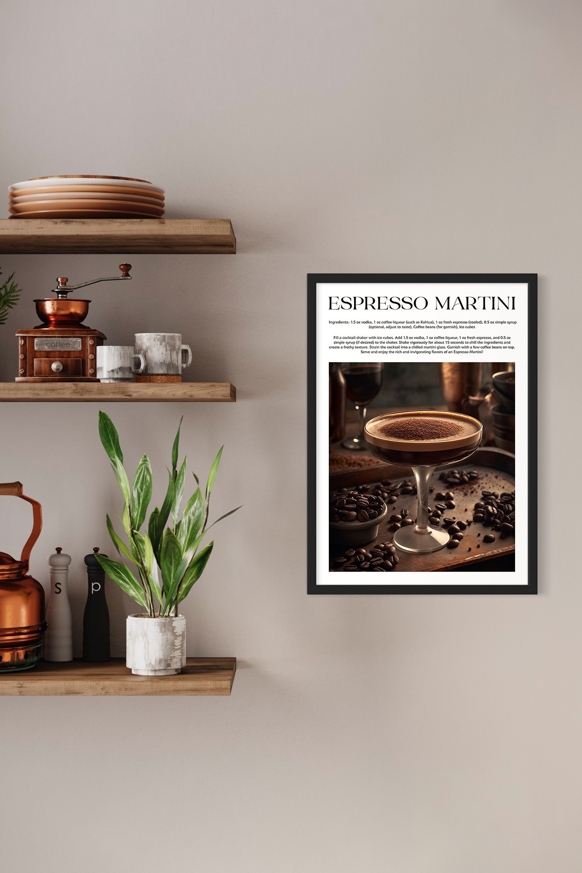 Espresso Martini Tasarımlı Kokteyl Koleksiyonu Çerçevesiz Poster