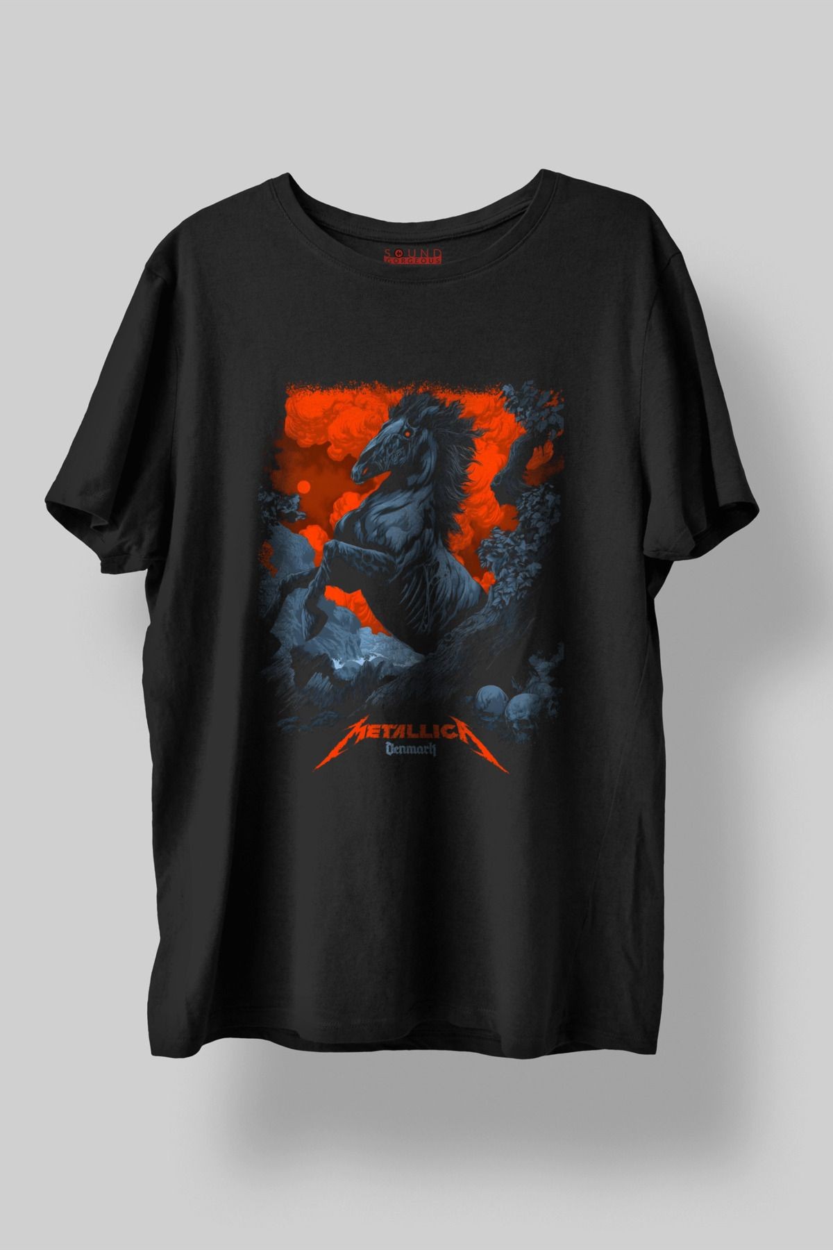 Metallica Denmark Baskılı Regular Fit Unisex Siyah T-Shirt %100 Pamuk No:0437