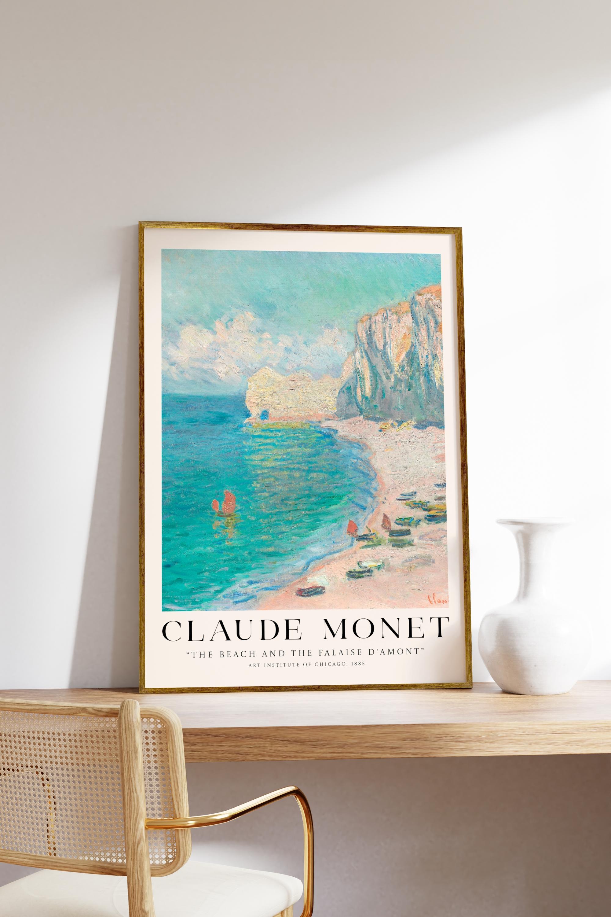 Claude Monet The Beach and the Falaise Damont Framed Print Art Collection