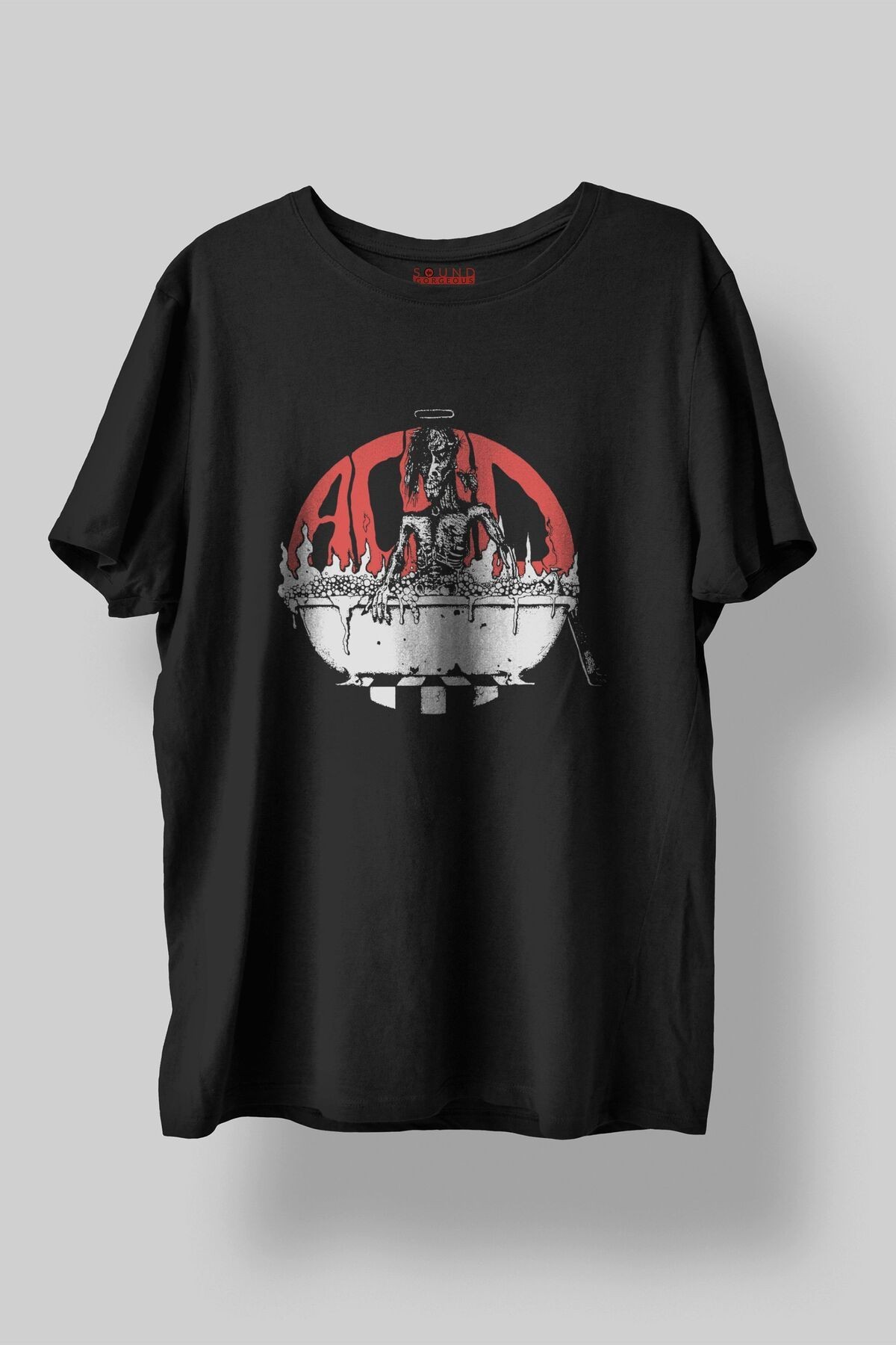 Acid Bath Müzik Baskılı Regular Fit Unisex Siyah T-Shirt %100 Pamuk No:0011