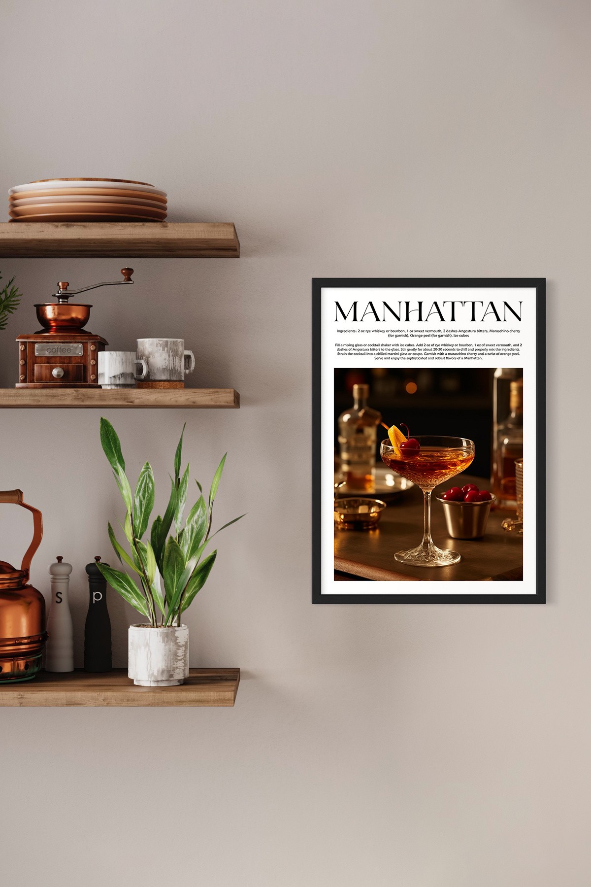 Manhattan Cocktail Recipes Framed Print