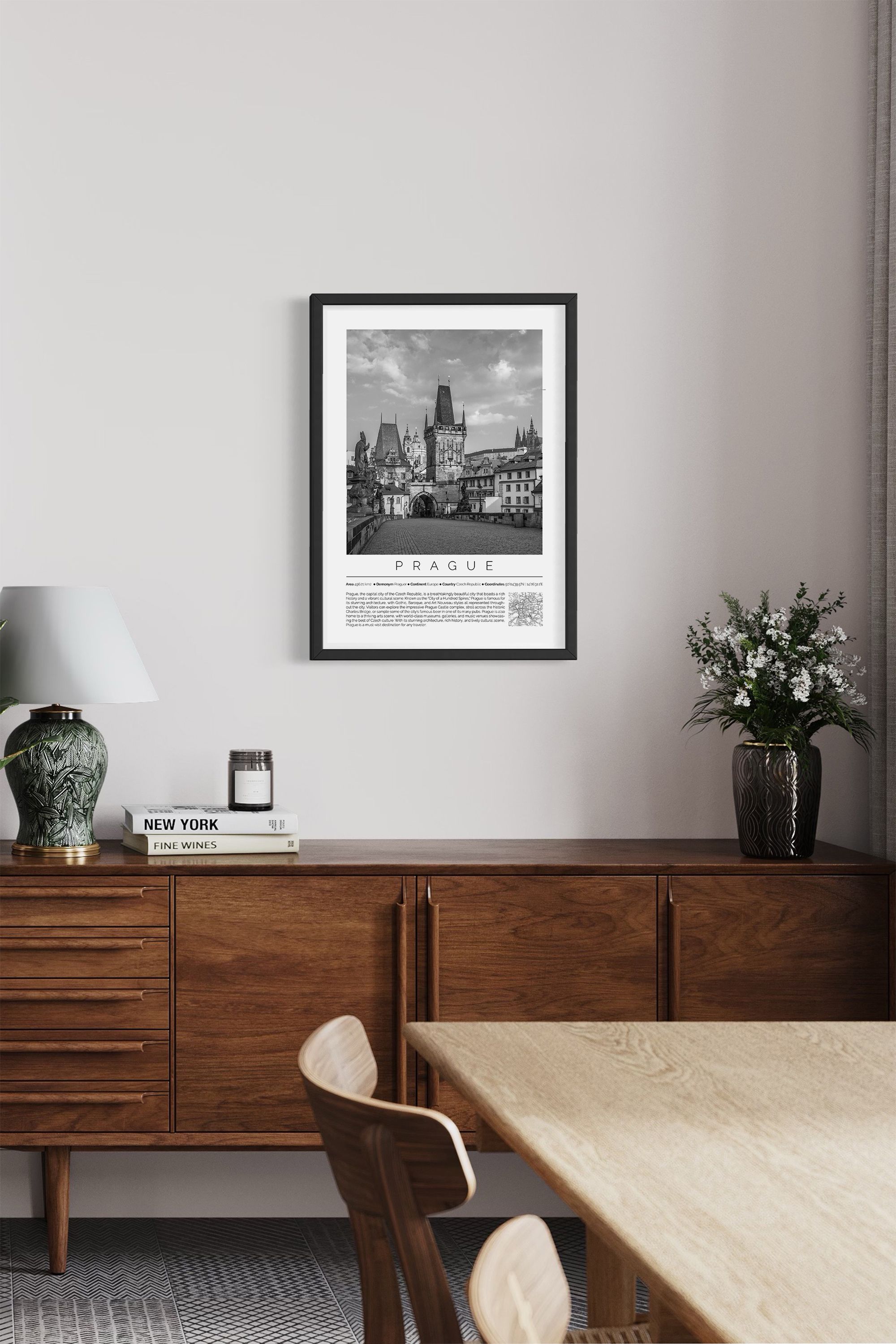 Prague Czech Republic Monochrome Framed Print Cities Collection