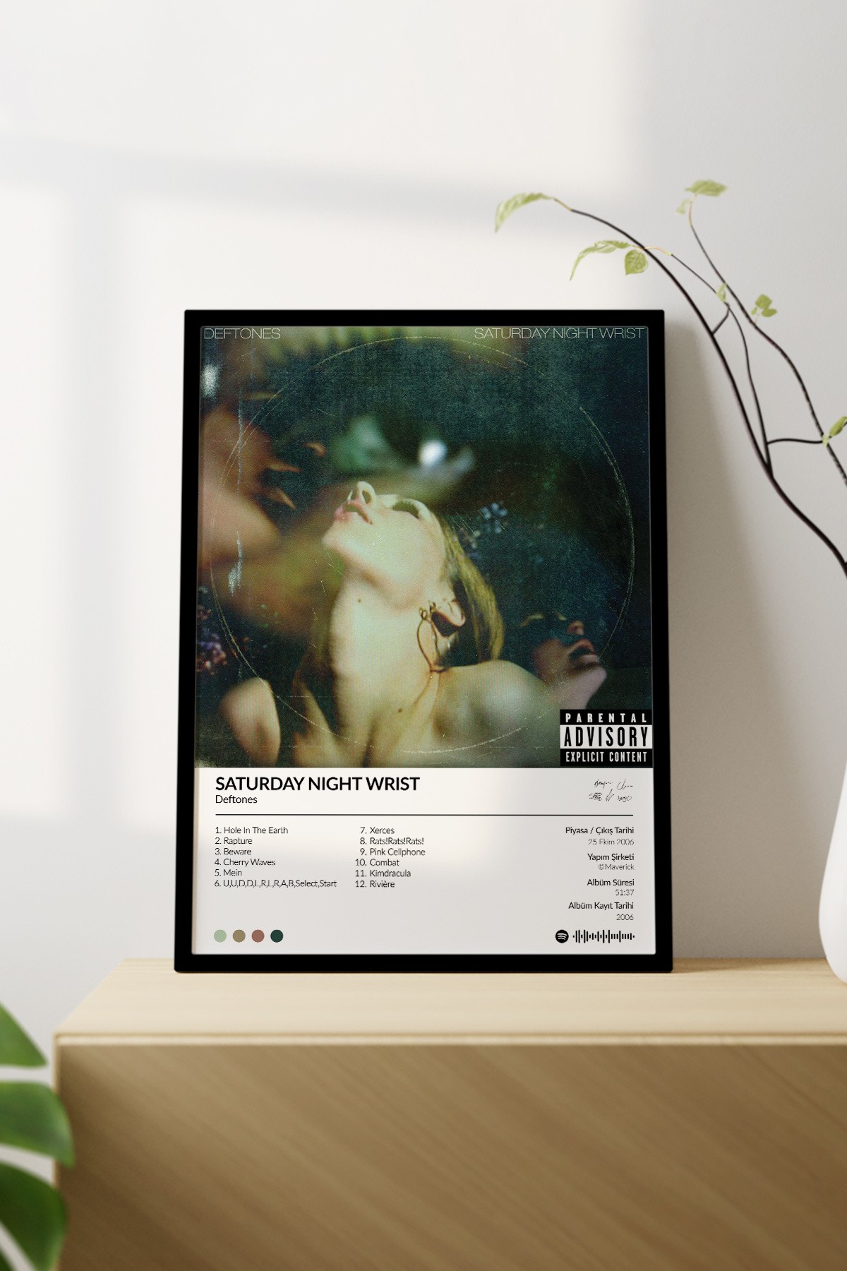 Deftones Saturday Night Wrist Albümü Çerçevesiz Albüm Tasarımlı Spotify Poster