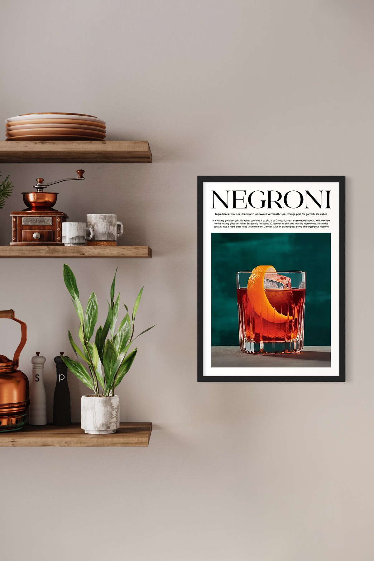 Negroni Tasarımlı Kokteyl Koleksiyonu Çerçevesiz Poster