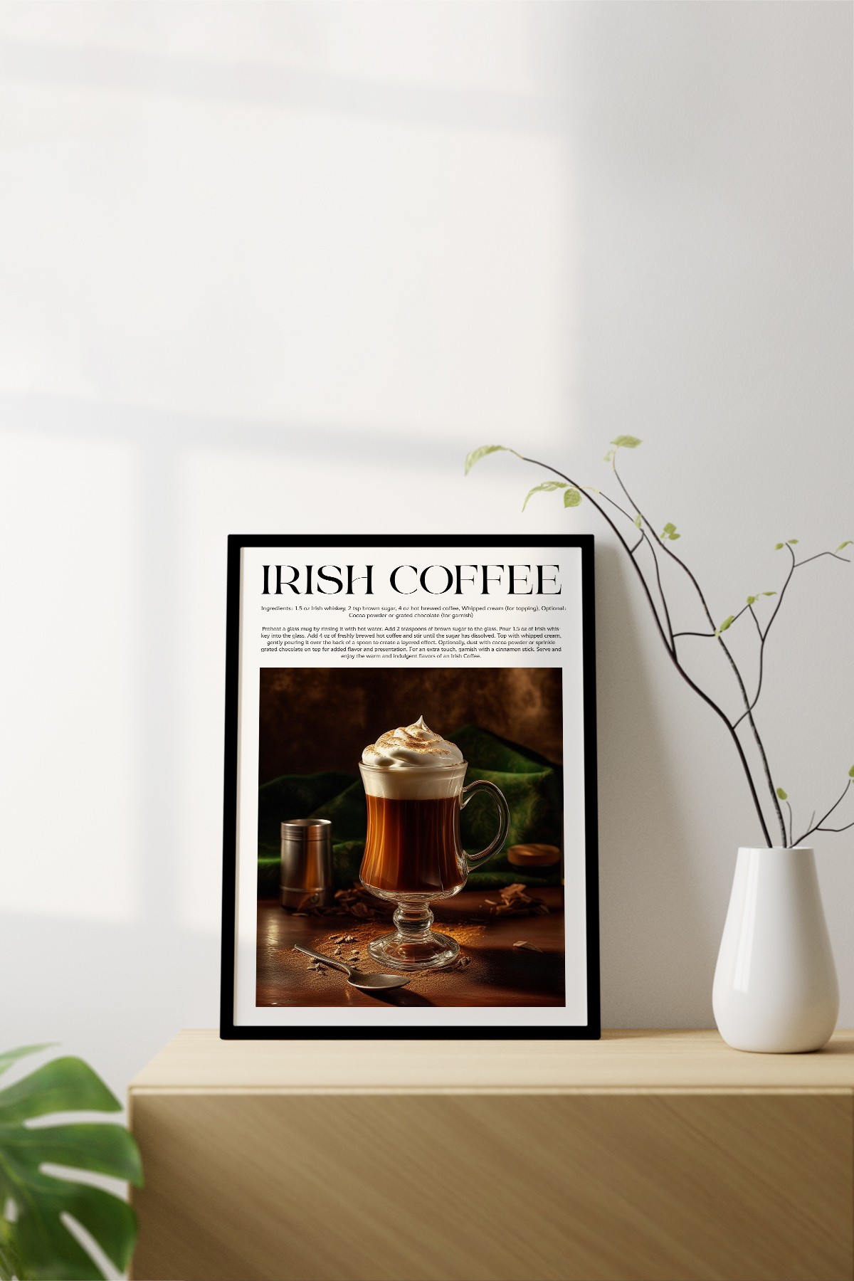 Irish Coffee Tasarımlı Kokteyl Koleksiyonu Çerçevesiz Poster