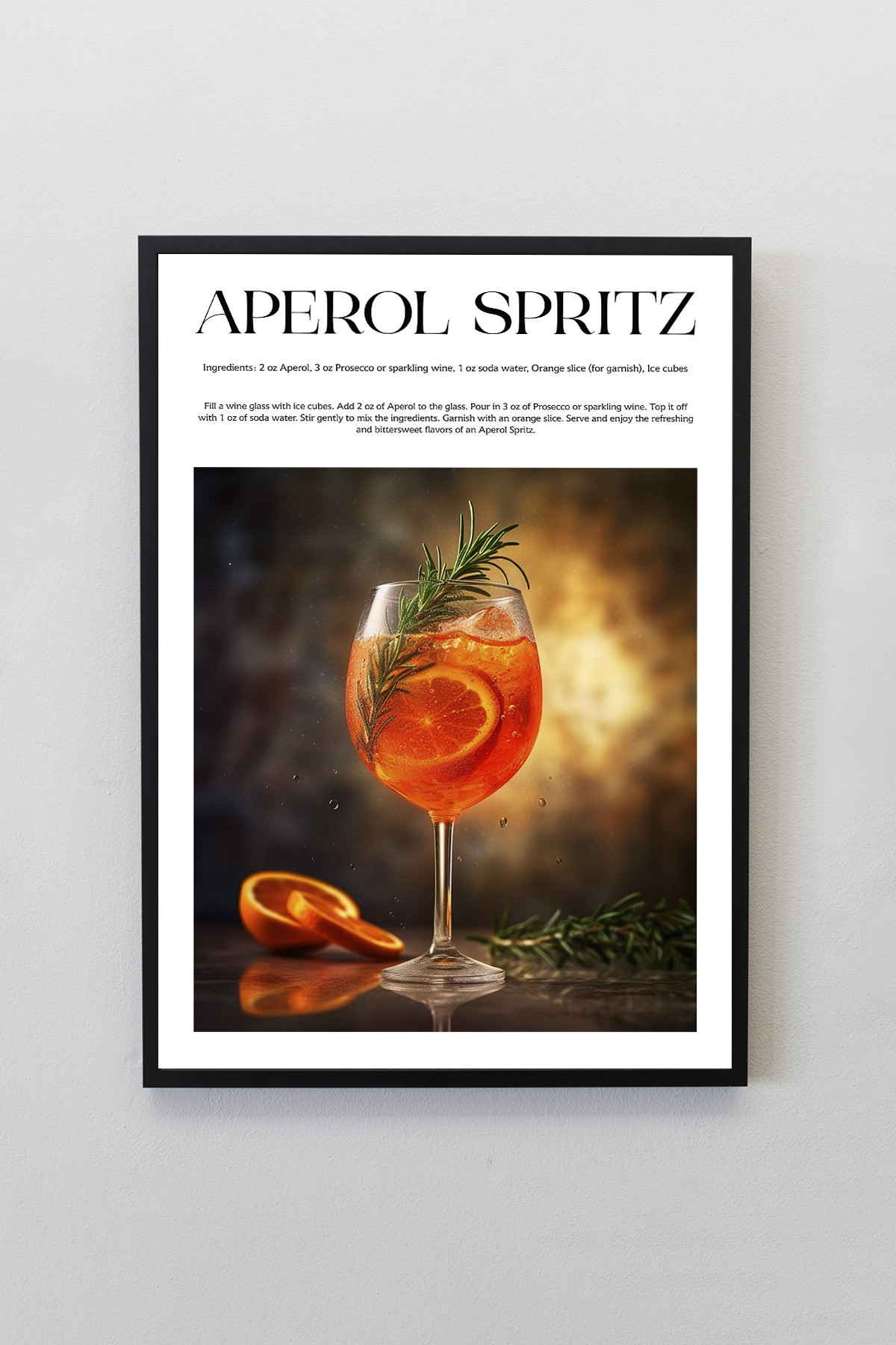 Aperol Spritz Kokteyl Tarifleri Tasarımlı Çerçeveli Poster Tablo