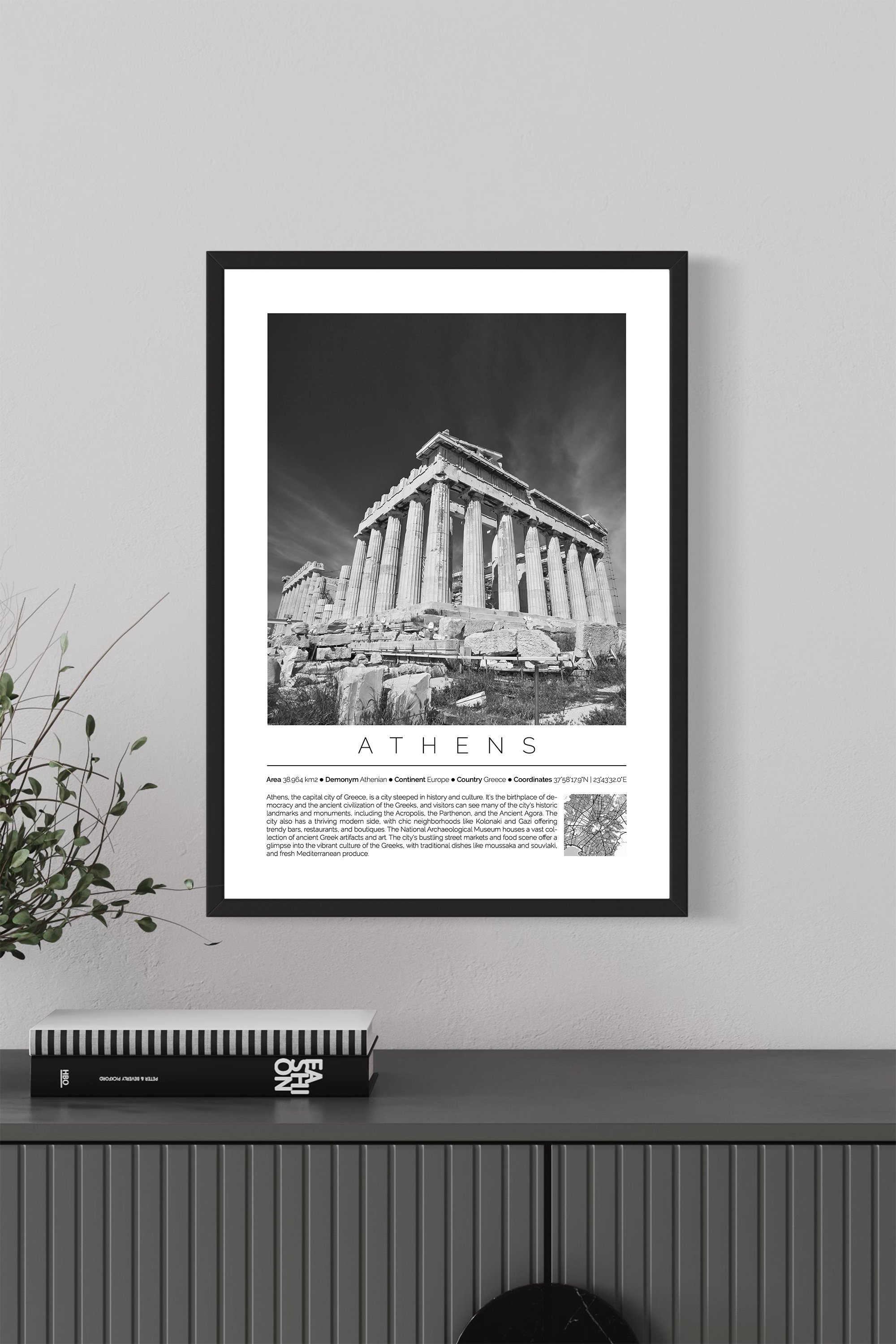 Athens Greece Monochrome Framed Print Cities Collection