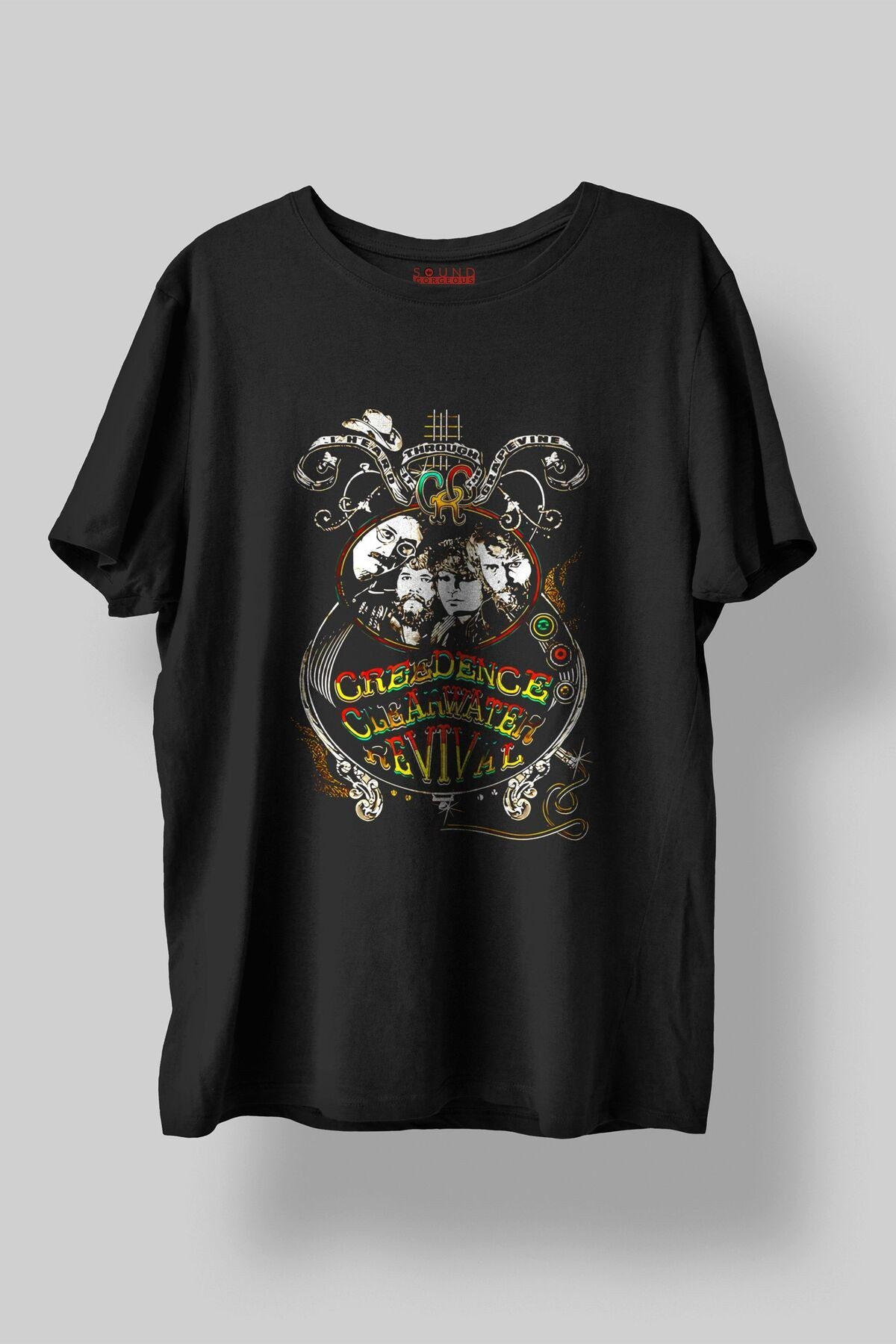 Creedence Clearwater Müzik Baskılı Regular Fit Unisex Siyah T-Shirt %100 Pamuk No:0121