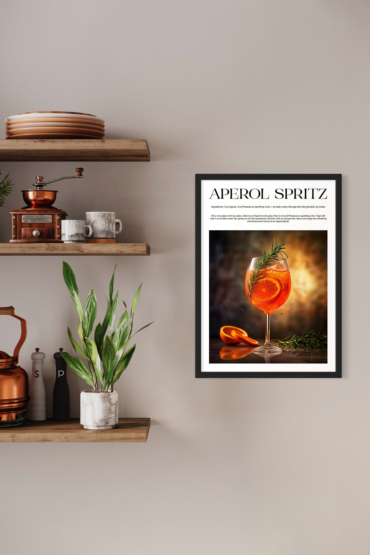 Aperol Spritz Tasarımlı Kokteyl Koleksiyonu Çerçevesiz Poster