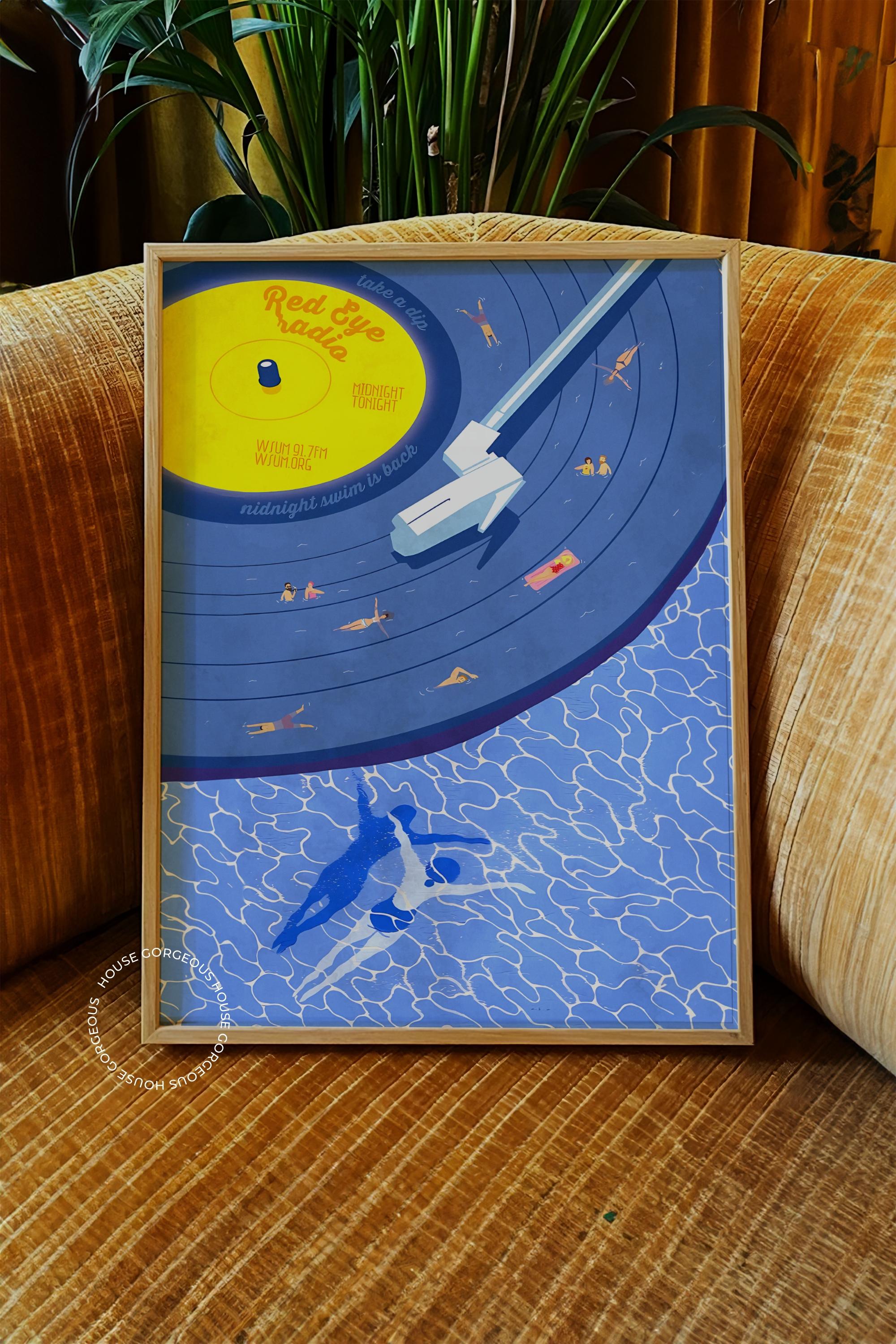 Swimming Lp No:2 Sanatsal Çerçevesiz Tasarım Poster Dolce Vita Koleksiyonu