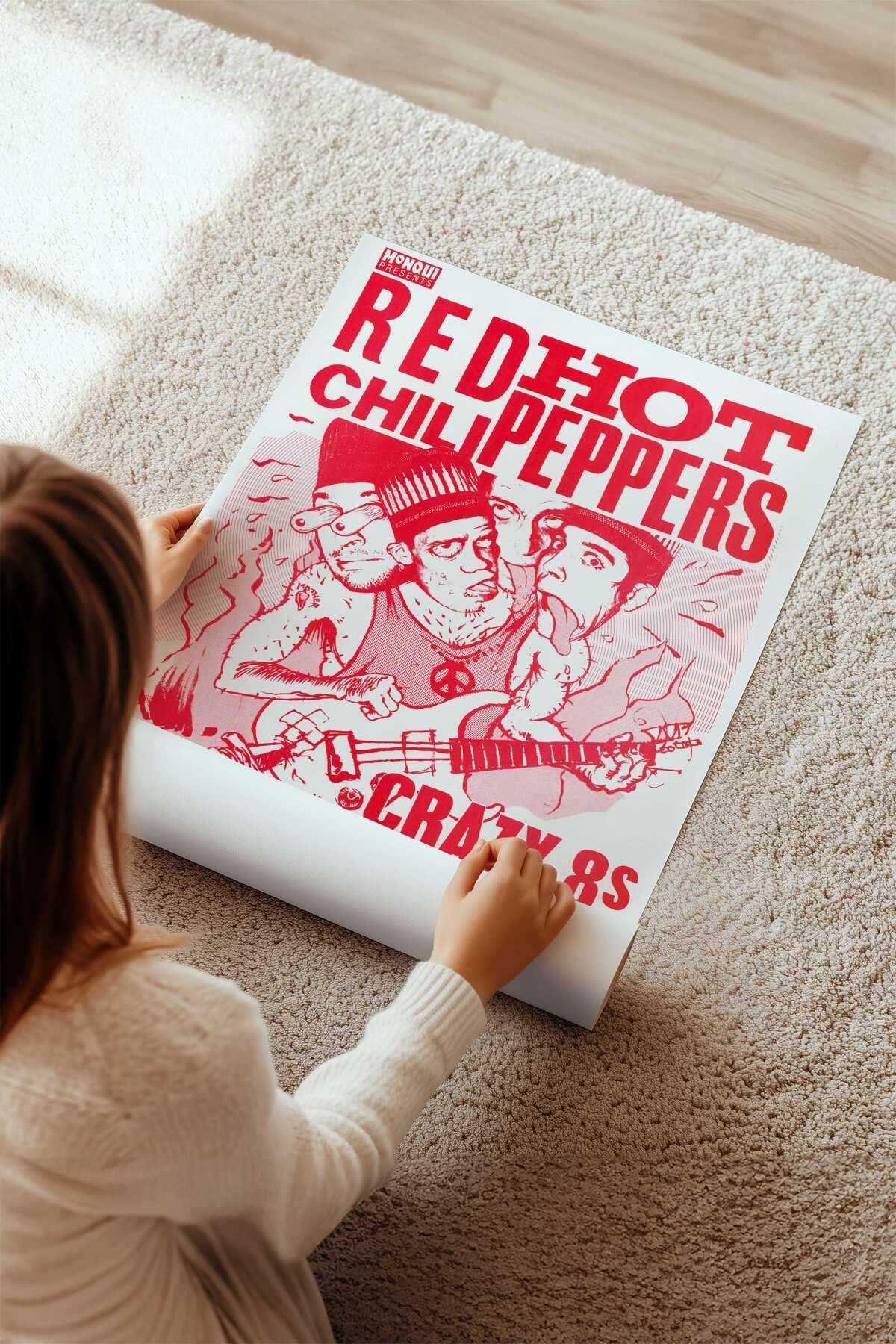 Red Hot Chili Peppers Konser Tasarımlı Retro Çerçevesiz Poster No:2