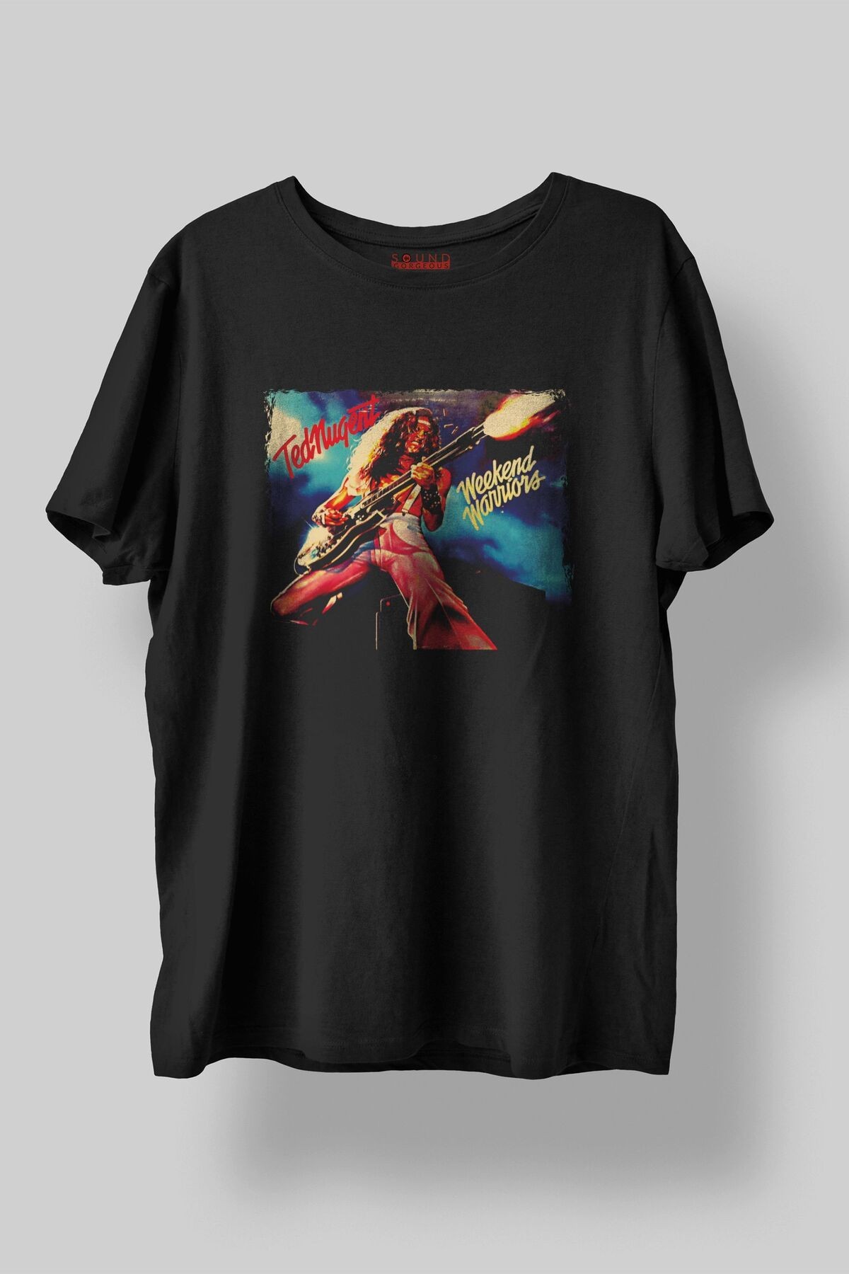 Ted Nugent Baskılı Regular Fit Unisex Siyah T-Shirt %100 Pamuk No:608