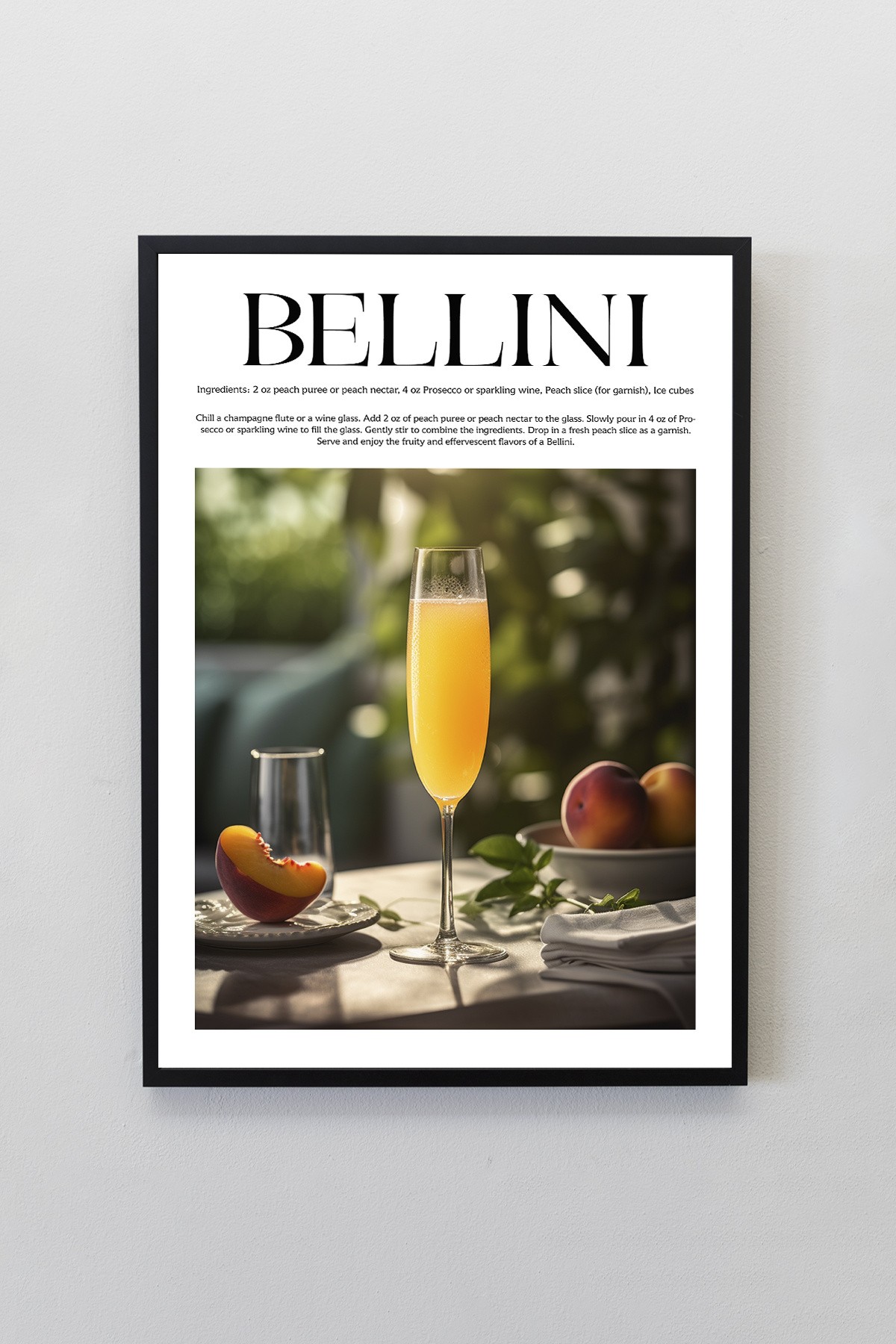 Bellini Kokteyl Tarifleri Tasarımlı Çerçeveli Poster Tablo