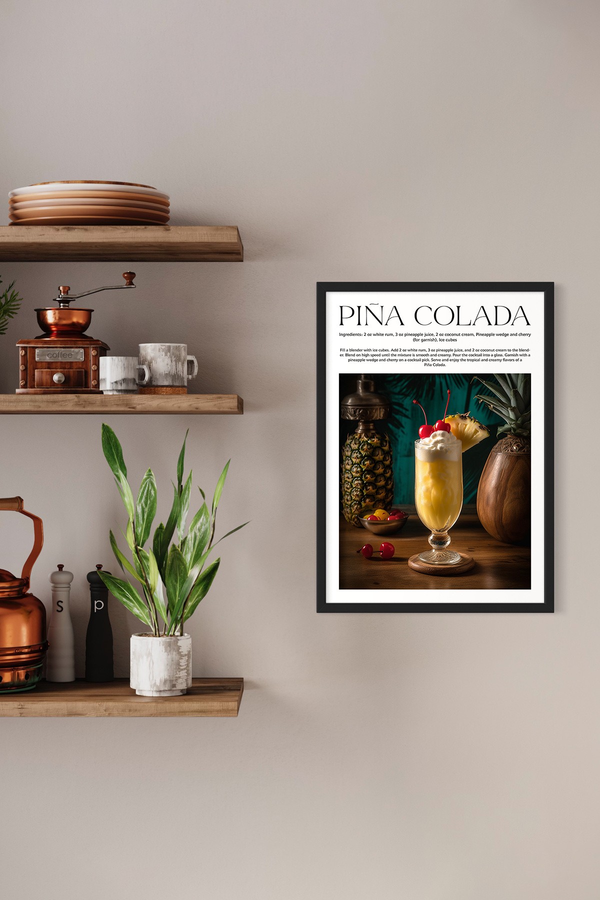 Pina Colada Cocktail Recipes Framed Print