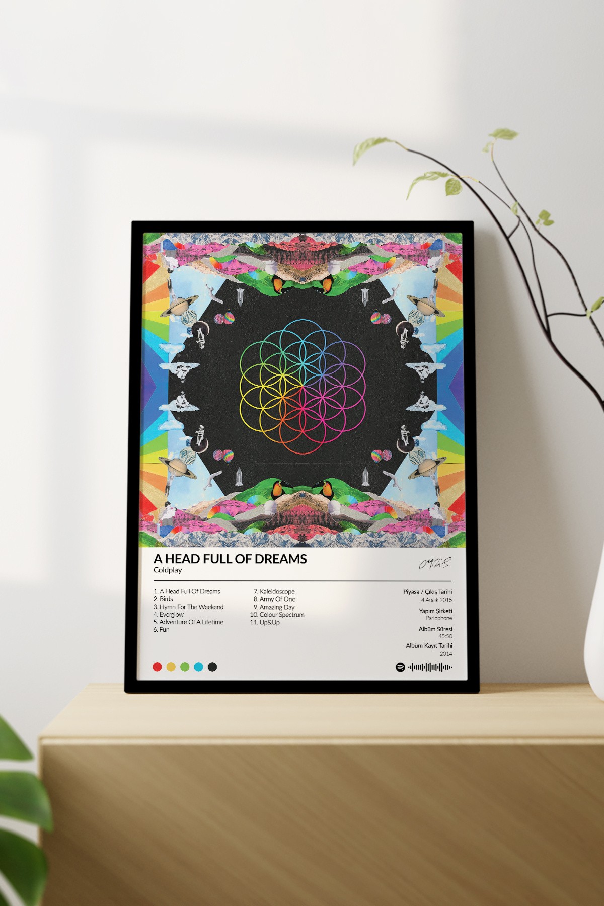 Coldplay A Head Full of Dreams Albümü Çerçevesiz Albüm Tasarımlı Spotify Poster