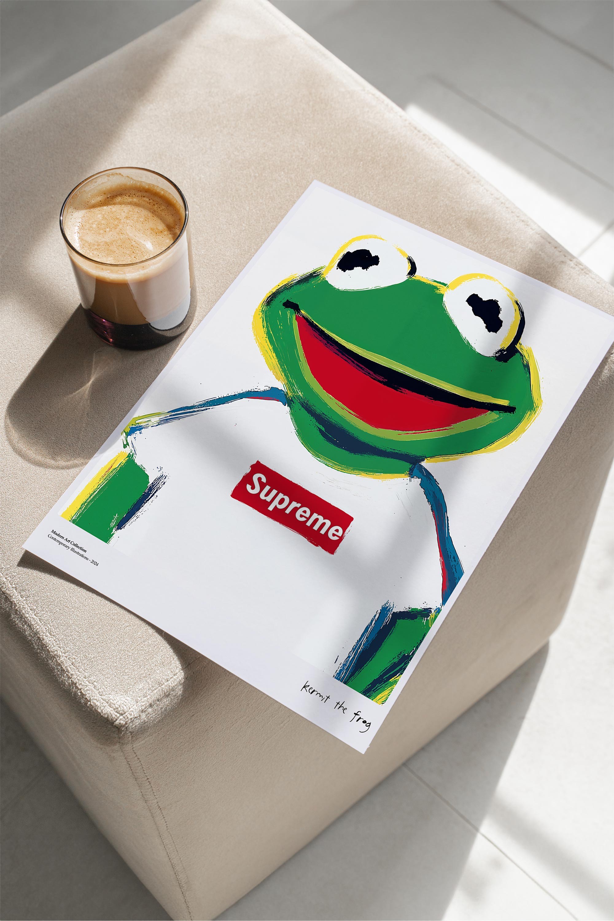 Supreme Kermit Çerçevesiz Tasarım Poster Dolce Vita Koleksiyonu