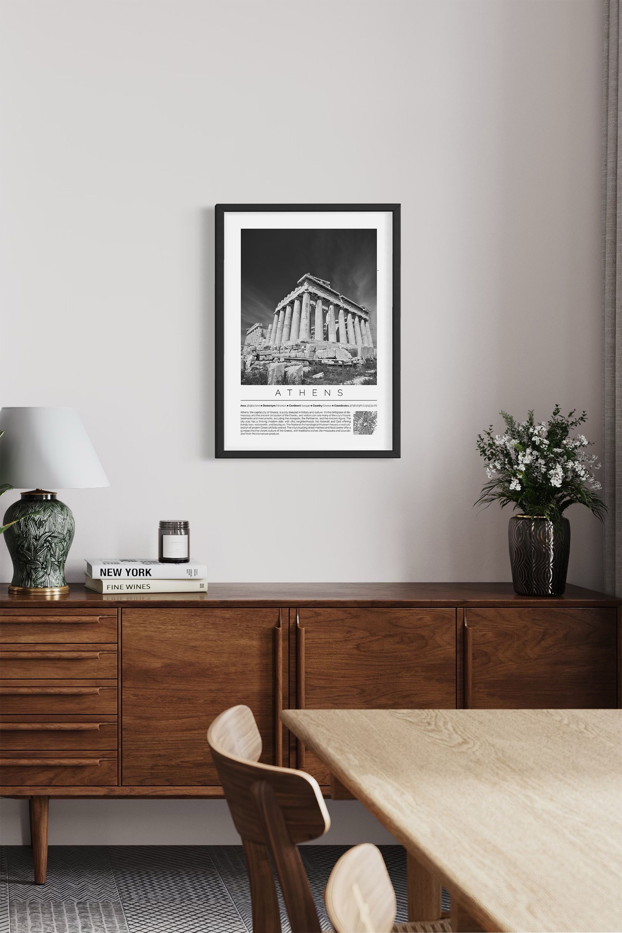 Athens Greece Monochrome Framed Print Cities Collection