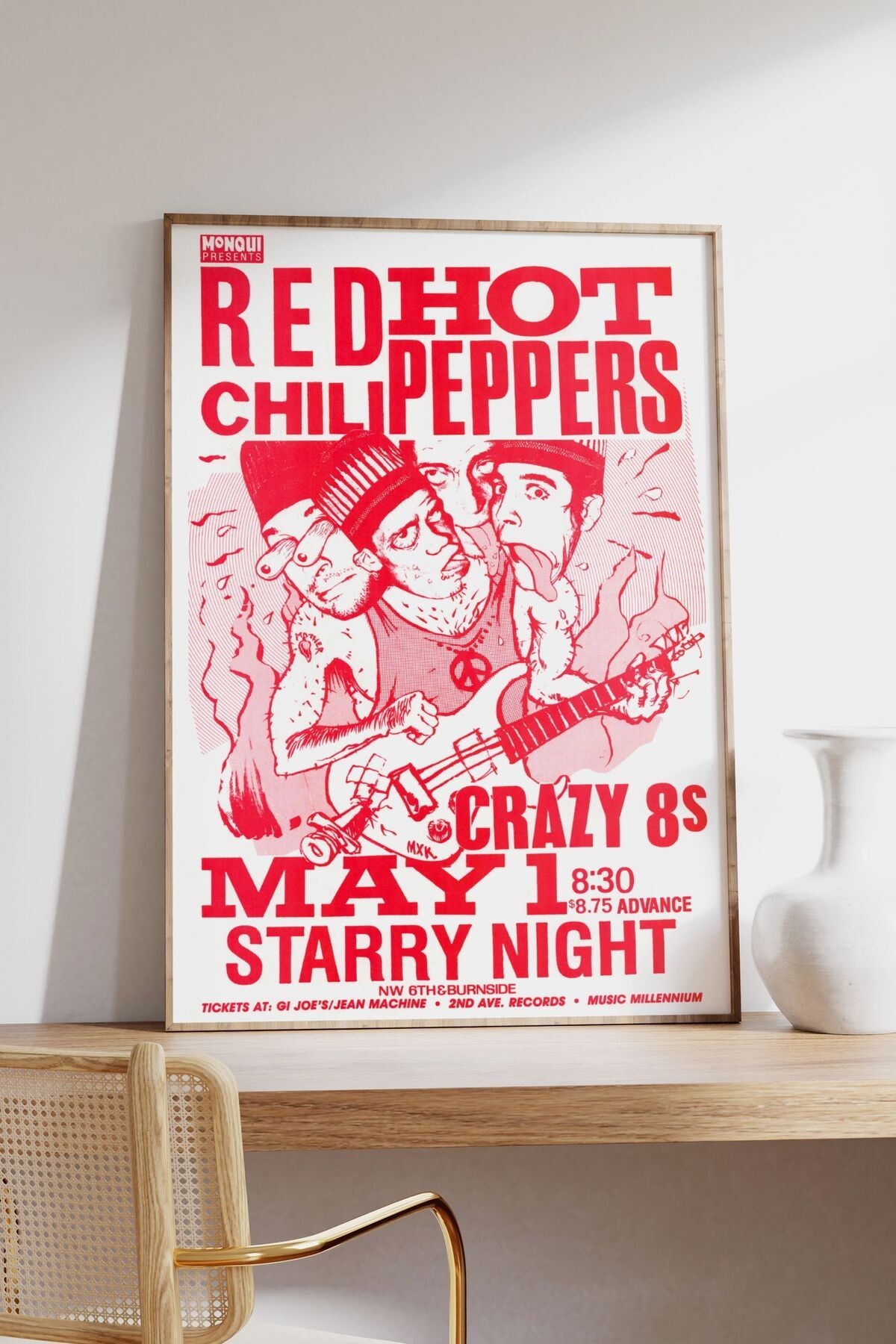 Red Hot Chili Peppers Konser Tasarımlı Retro Çerçevesiz Poster No:2