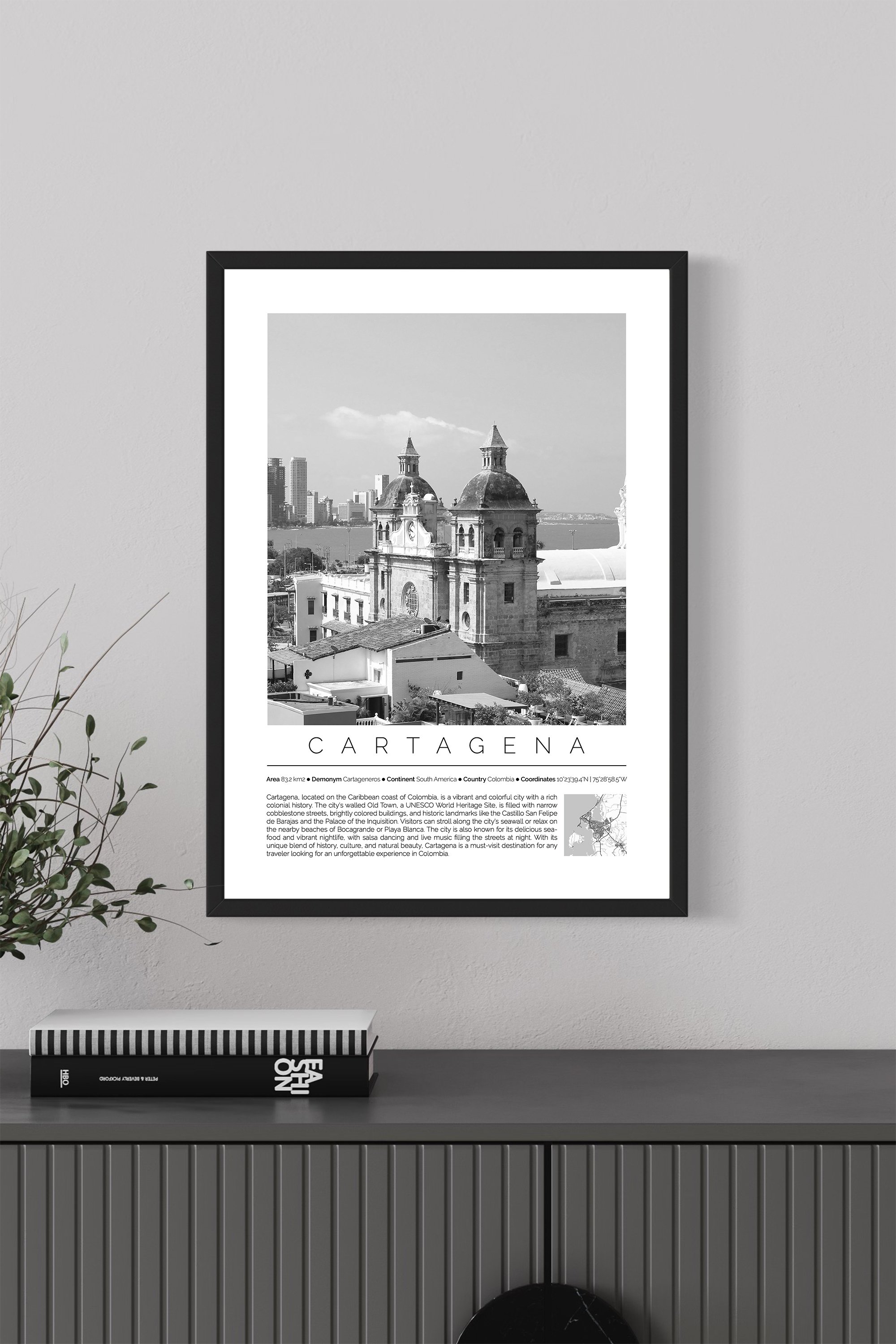 Cartagena Colombia Monochrome Framed Print Cities Collection