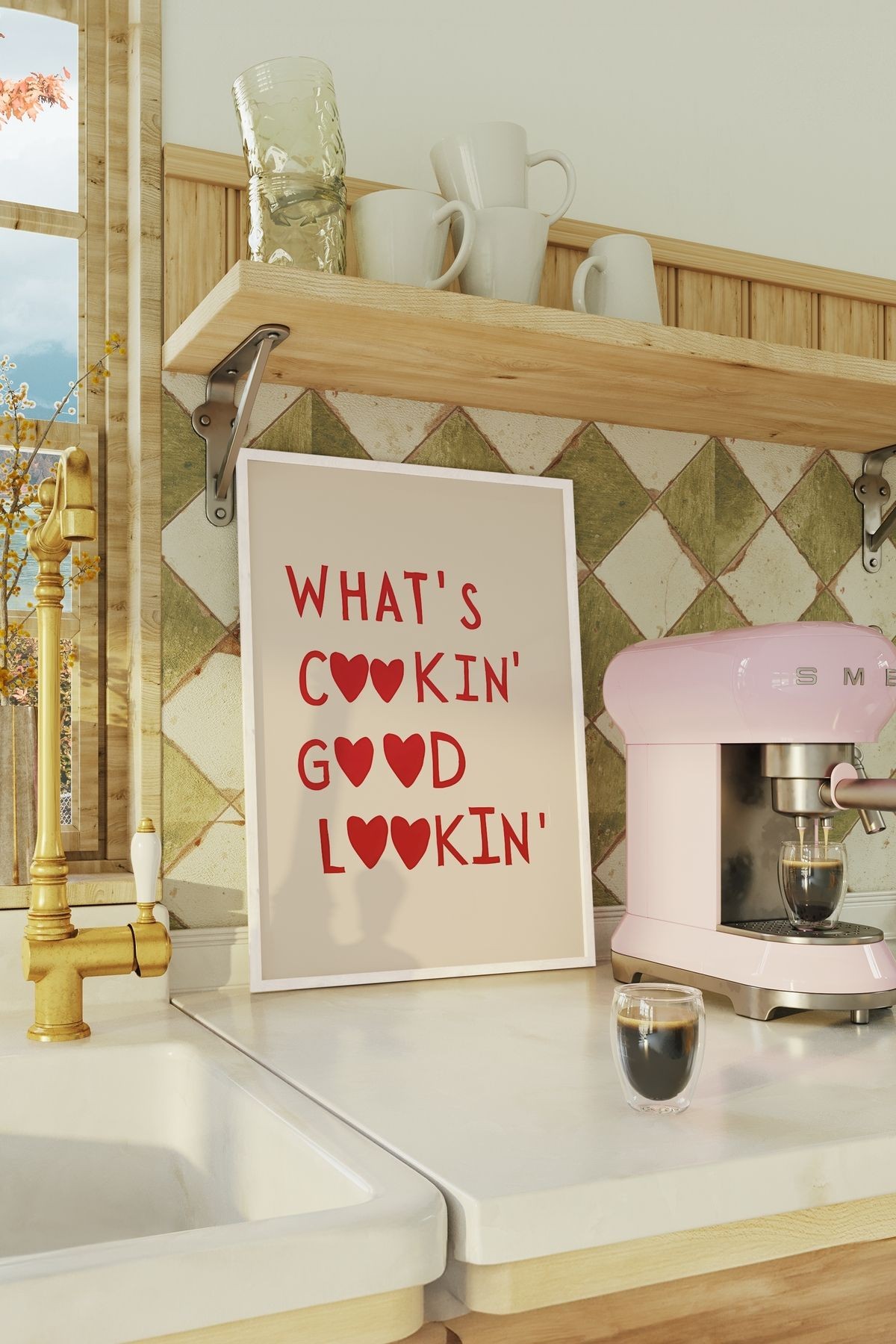 Whats Cookin Good Looking Tasarımlı Çerçevesiz Poster | Kitchen Koleksiyonu