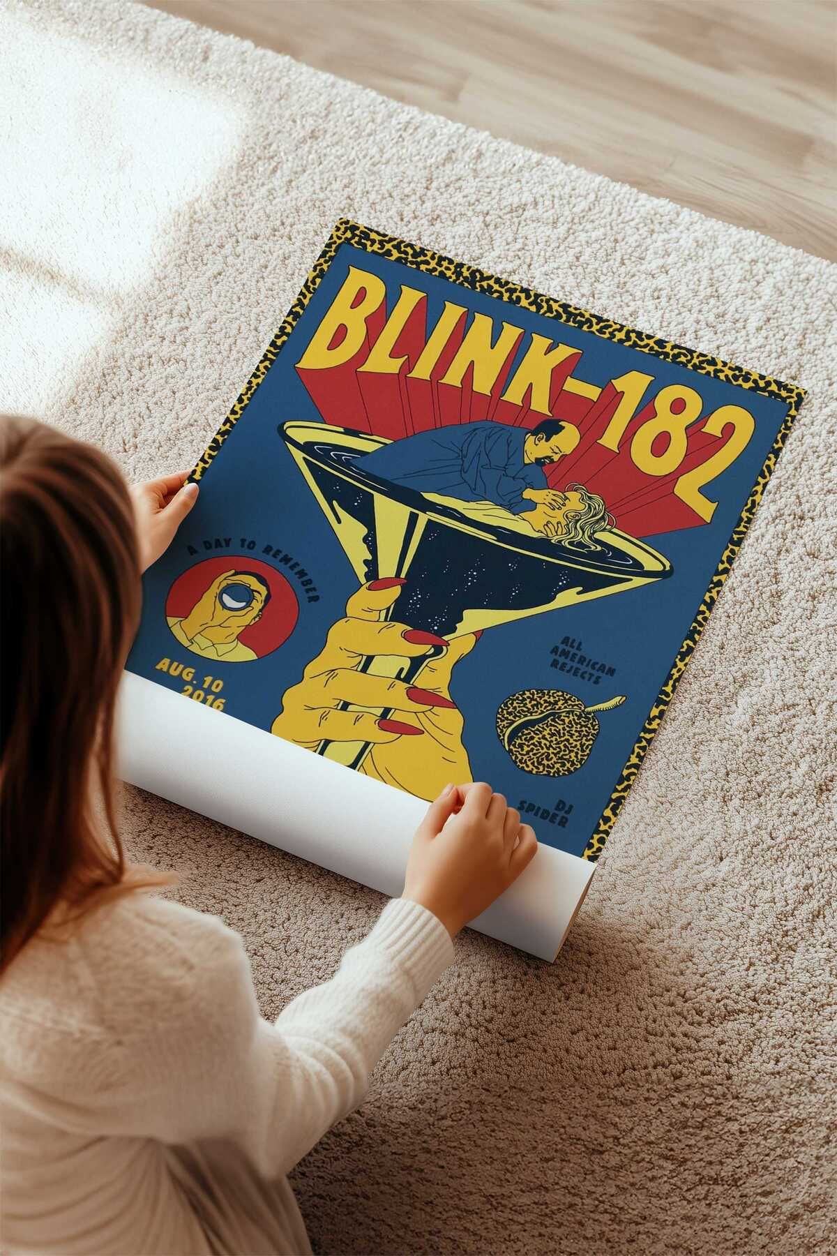 Blink-182 Konser Tasarımlı Retro Çerçeveli Tasarım Tablo