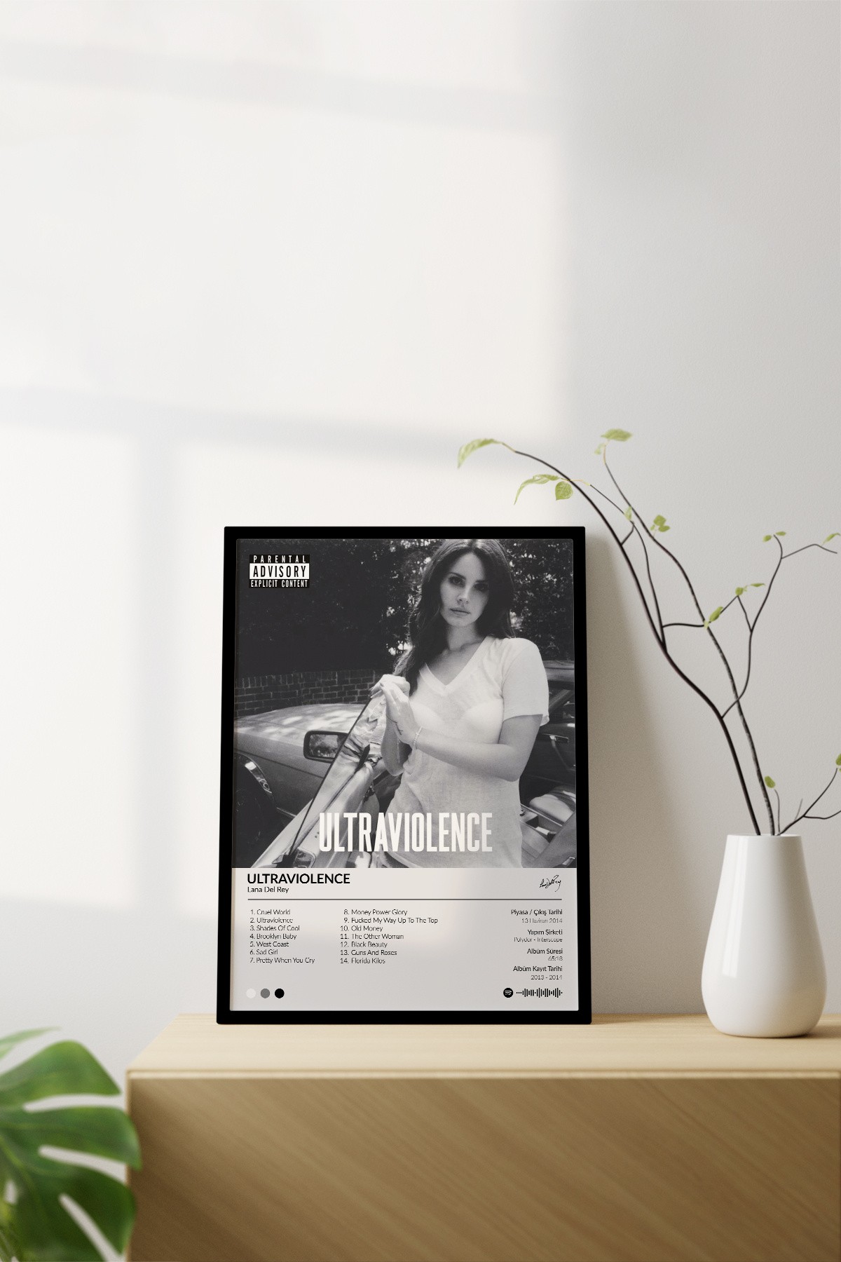 Lana Del Rey Ultraviolence Çerçevesiz Spotify Barkodlu Albüm Poster