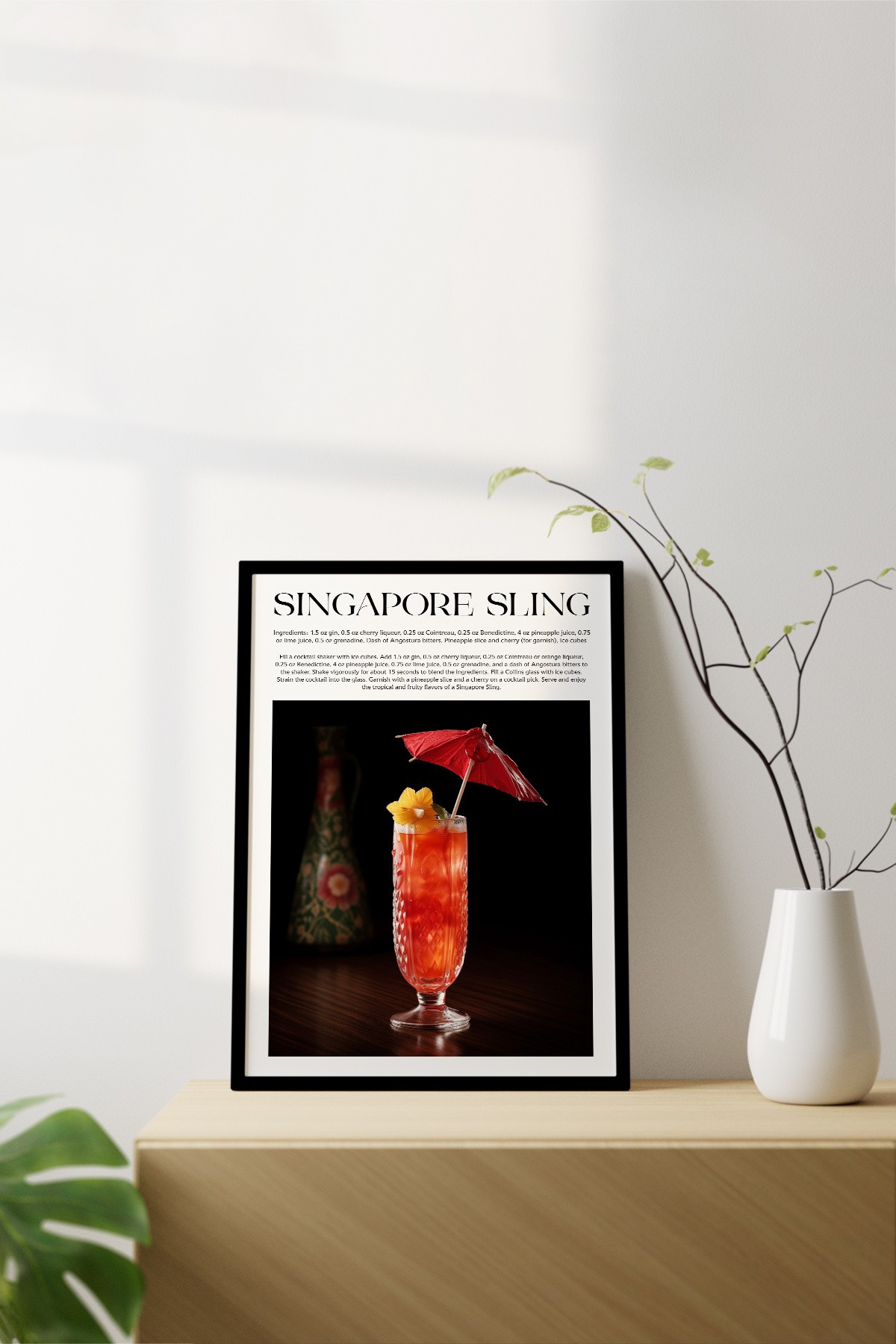 Singapore Sling Cocktail Recipes Framed Print