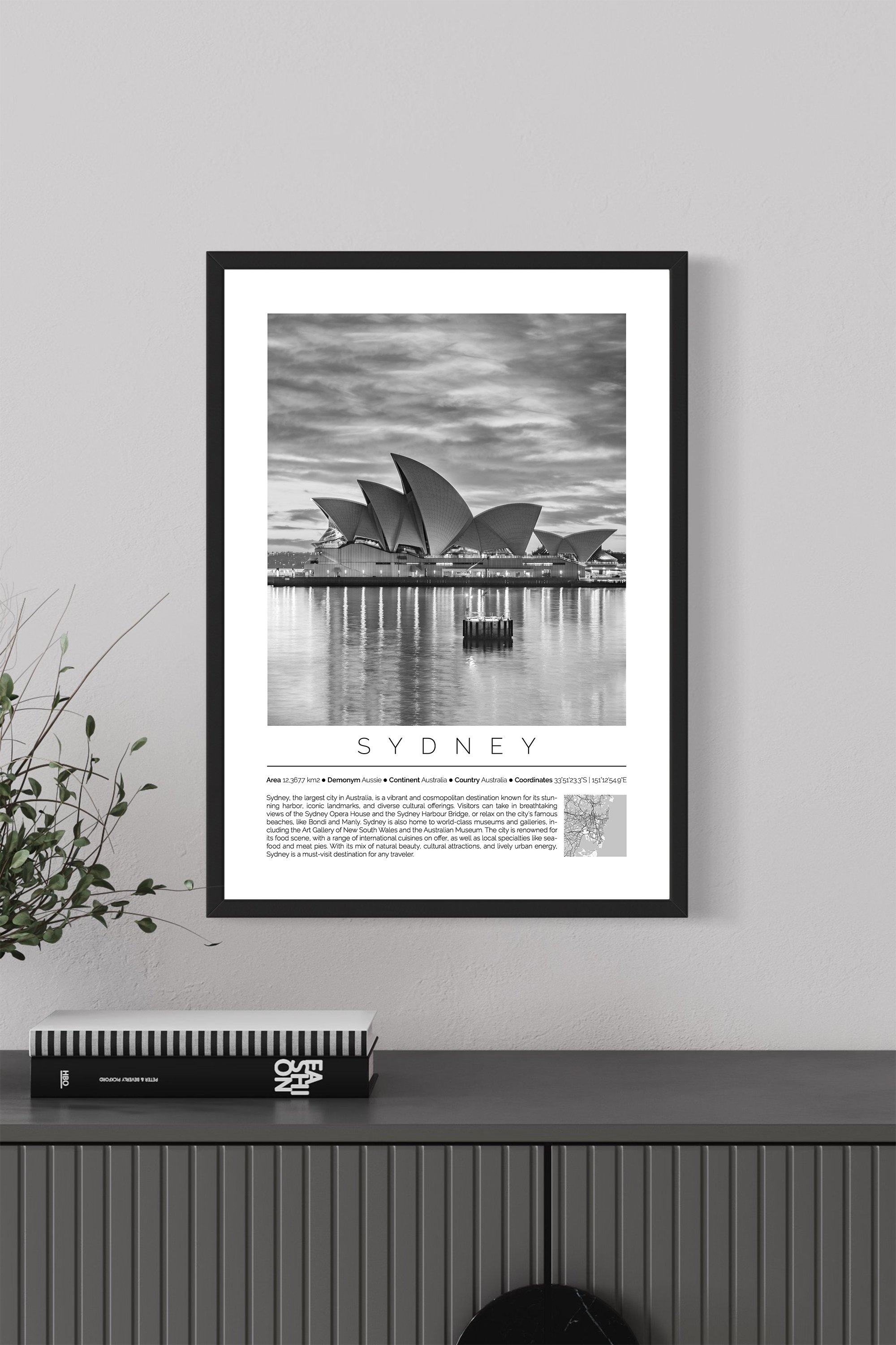 Sydney Australia Monochrome Framed Print Cities Collection