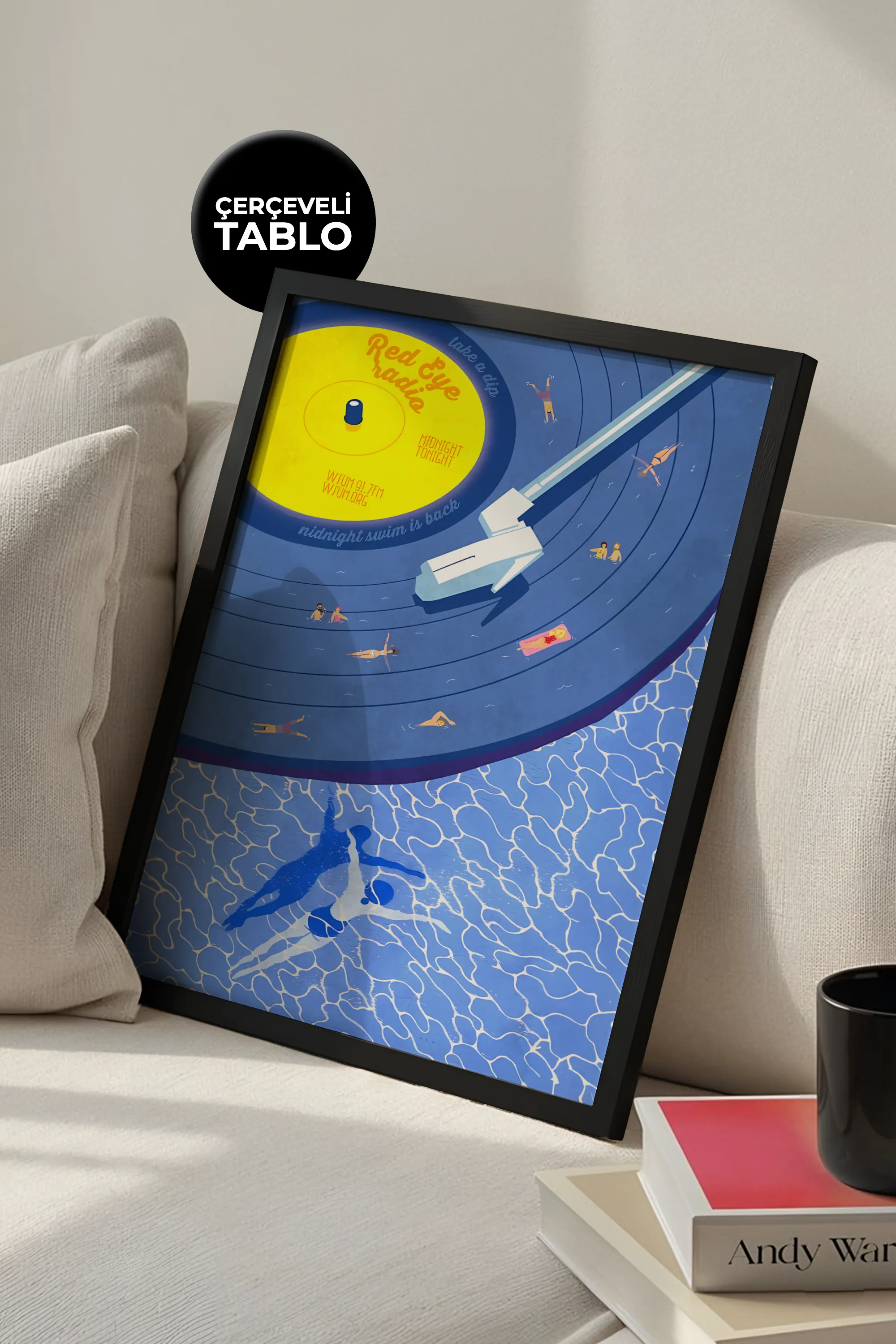 Swimming Lp No:2 Sanatsal Çerçeveli Tasarım Tablo Dolce Vita Koleksiyonu