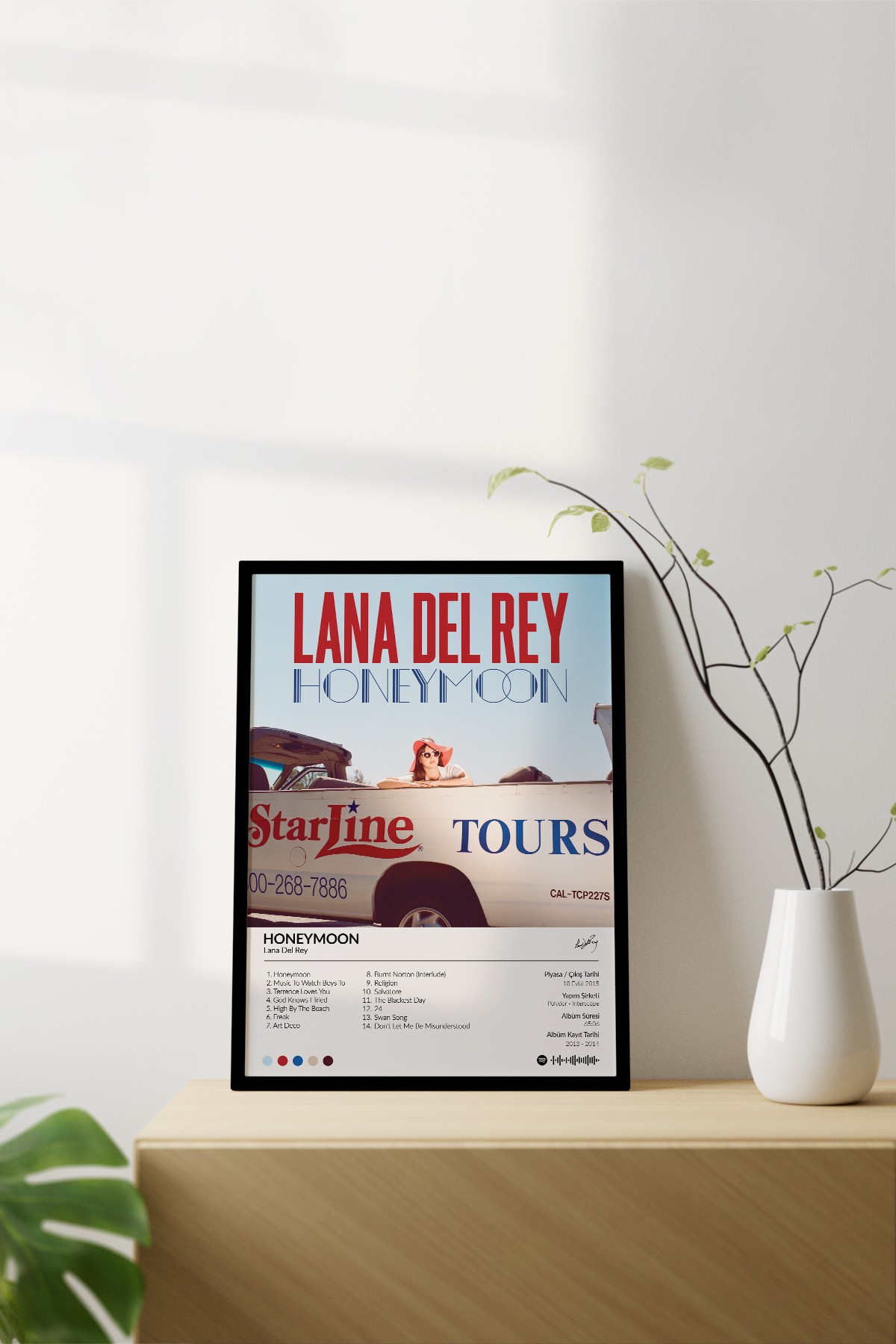 Lana Del Rey Honeymoon Çerçevesiz Spotify Barkodlu Albüm Poster