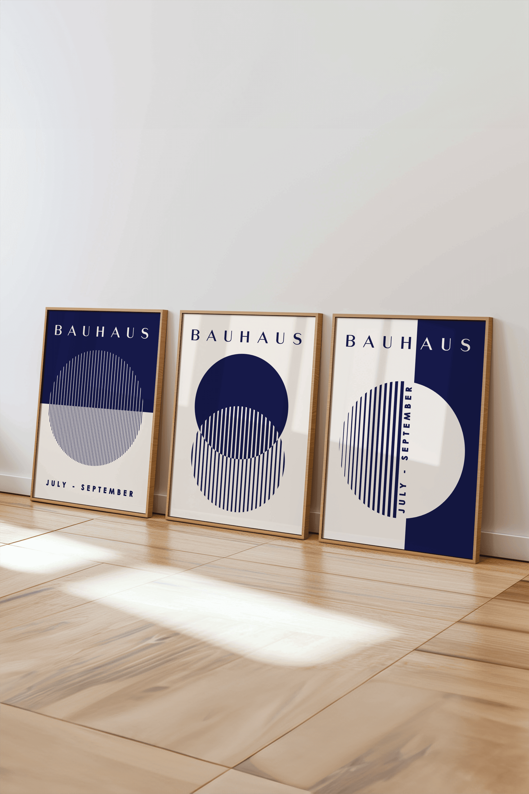 Bauhaus Koleksiyonu No: 8 Tasarımlı 3'lü Çerçevesiz Poster Seti