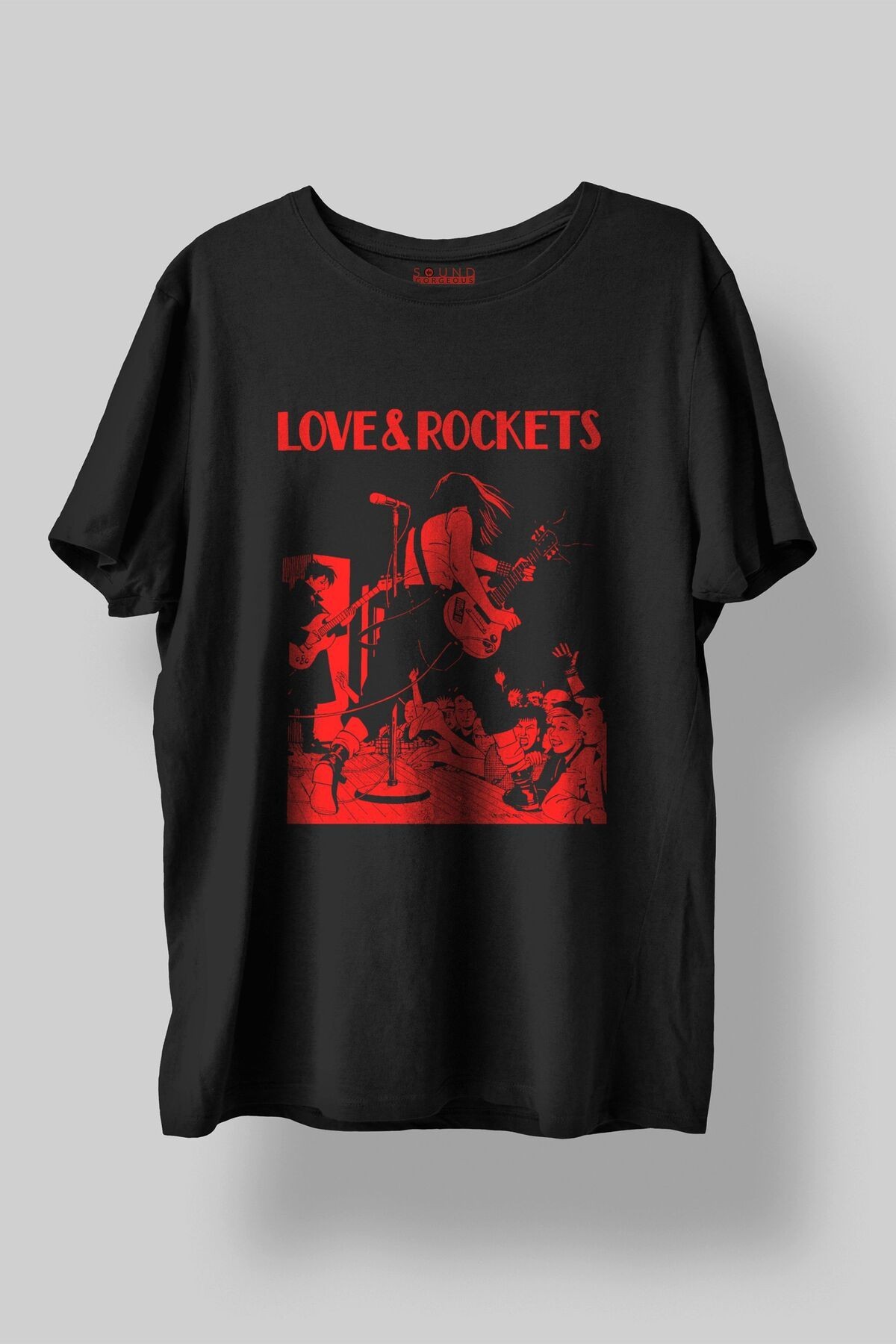 Love and Rockets Müzik Baskılı Regular Fit Unisex Siyah T-Shirt %100 Pamuk No:0215