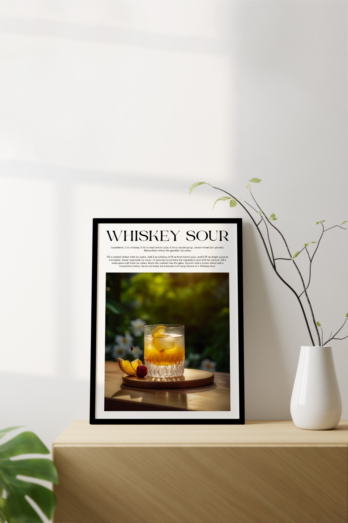 Whiskey Sour Tasarımlı Kokteyl Koleksiyonu Çerçevesiz Poster