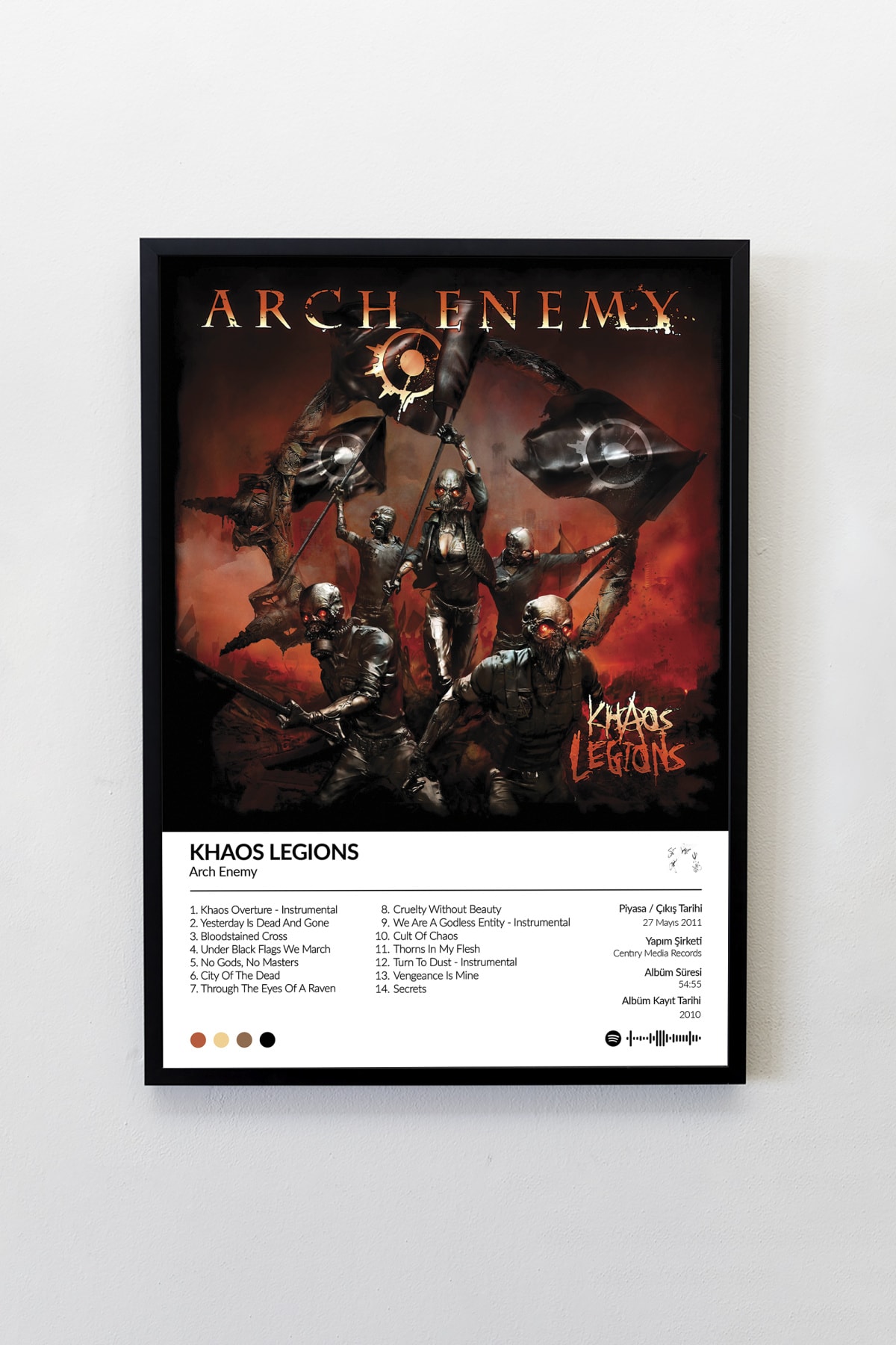 Arch Enemy Khaos Legions Albümü Çerçevesiz Albüm Tasarımlı Spotify Poster