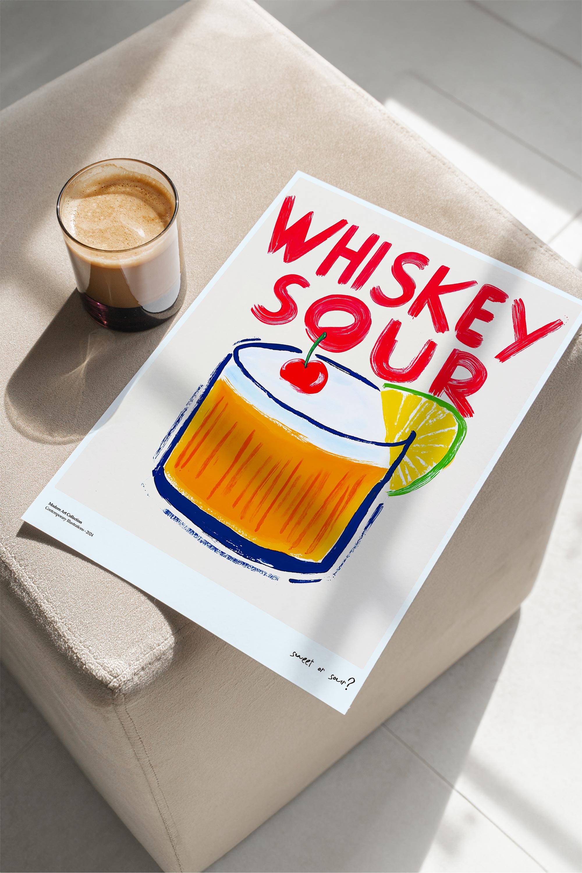 Whiskey Sour Çerçevesiz Tasarım Poster Dolce Vita Koleksiyonu