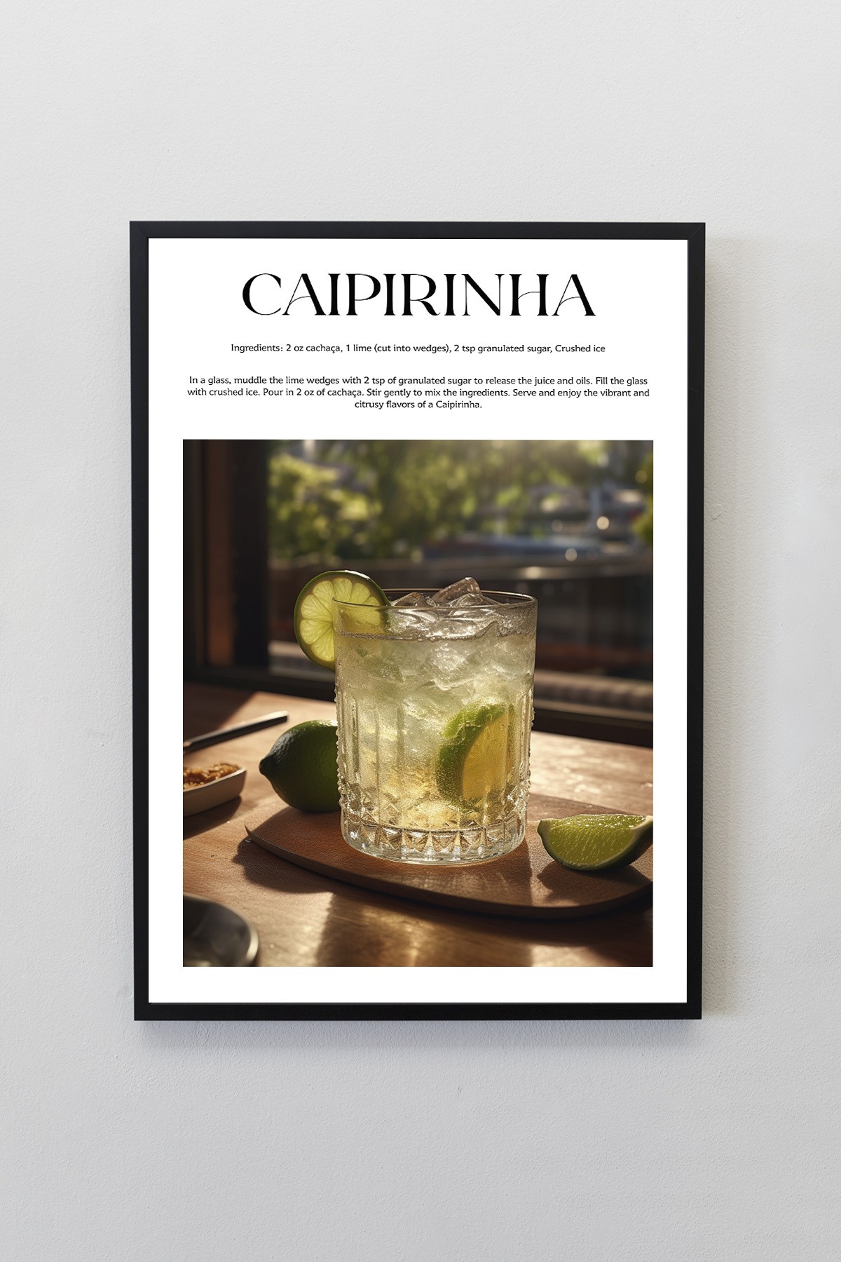 Caipirinha Kokteyl Tarifleri Tasarımlı Çerçeveli Poster Tablo