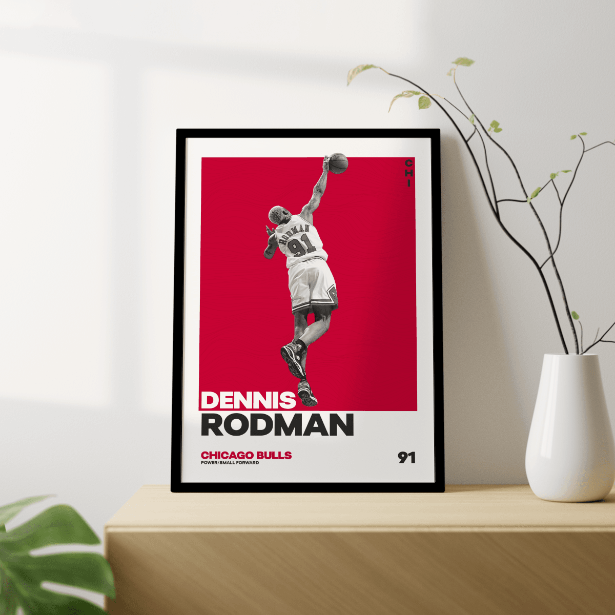 Dennis Rodman Tasarımlı Çerçevesiz Poster | NBA Efsaneleri Koleksiyonu